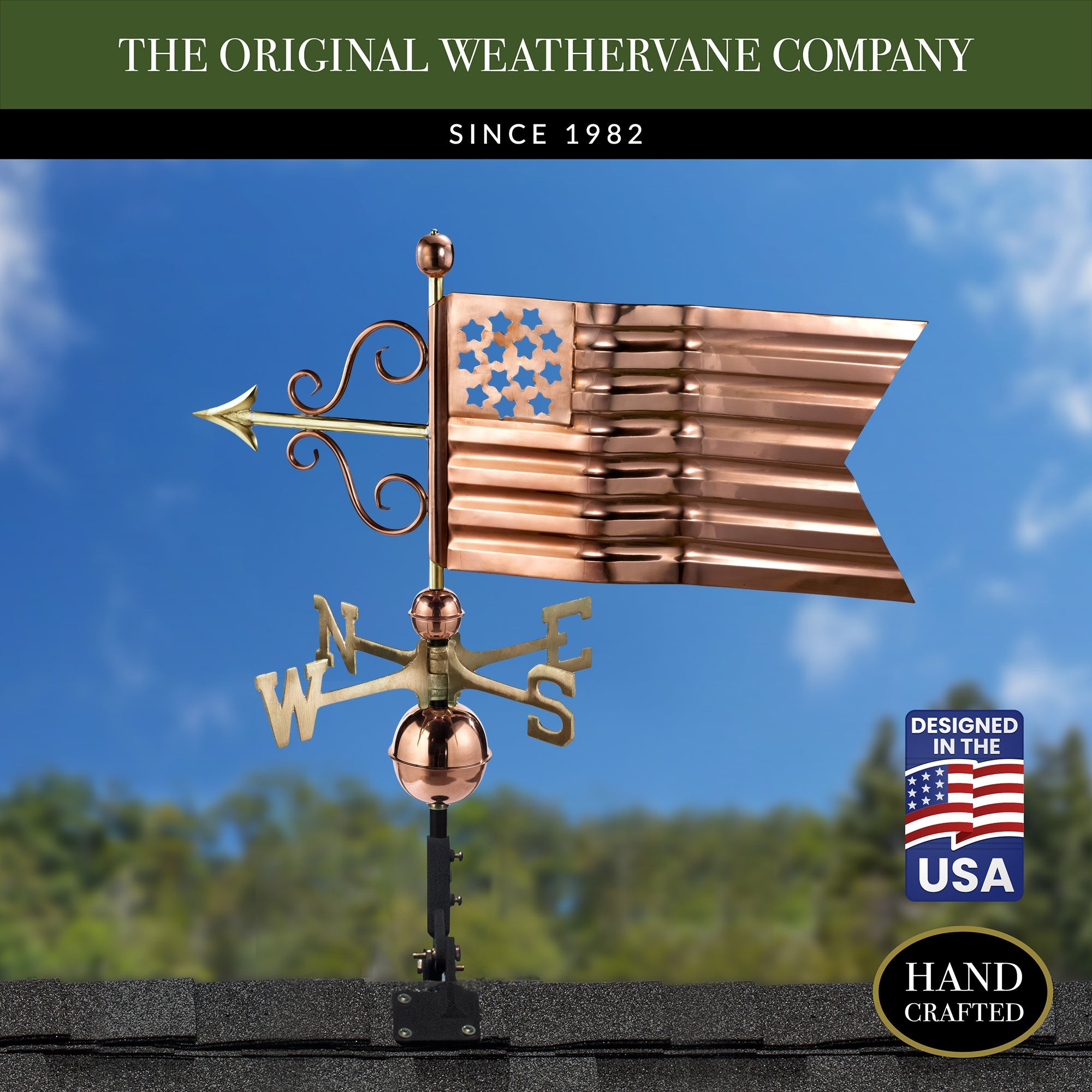 Premium American Flag Weathervane - Durable Outdoor Patriotic Decor for Garden, Yard & Roof - Perfect for 4th of July & Memorial Day Celebrations