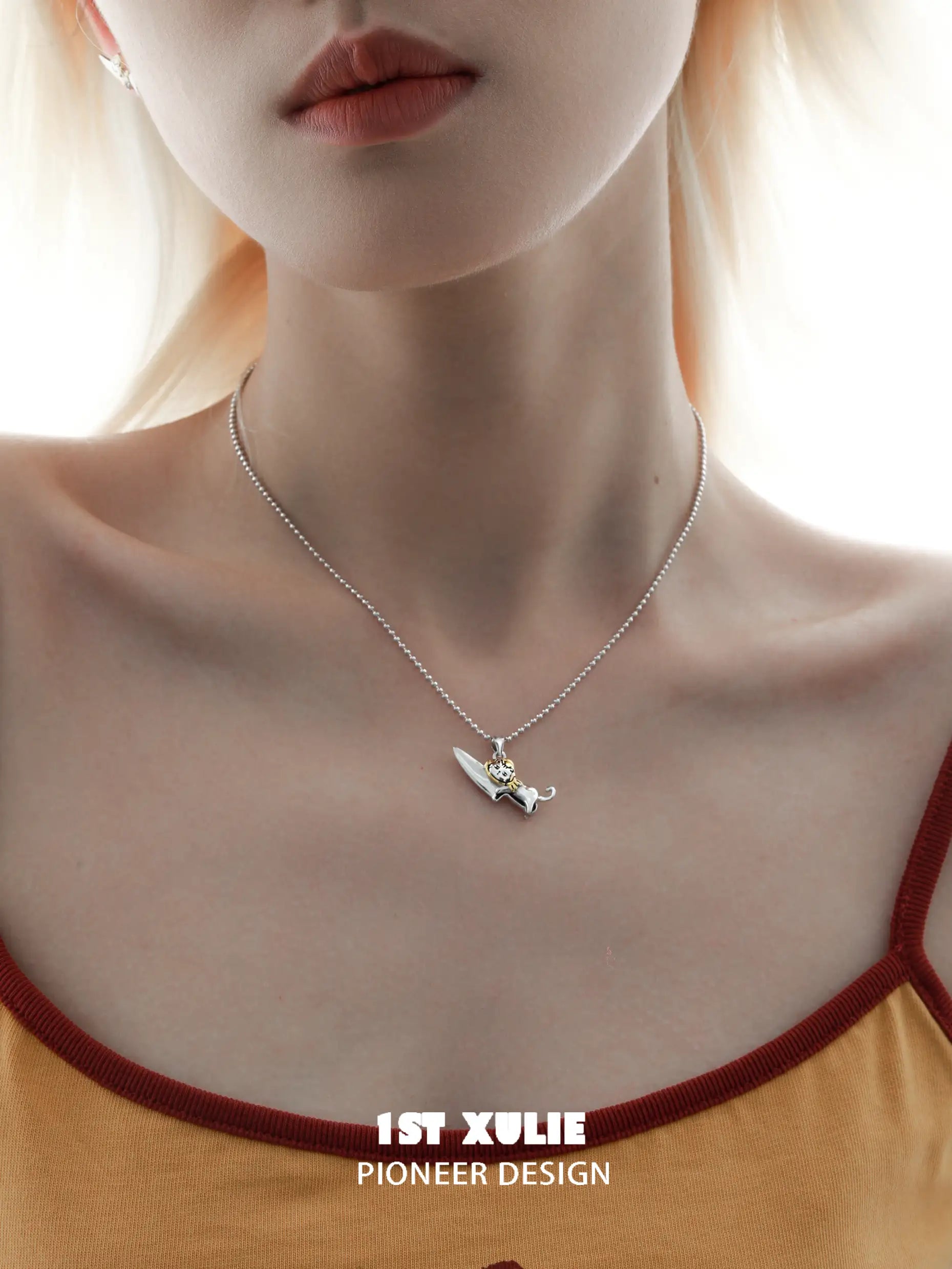 Graffiti Kitten & Puppy 925 Sterling Silver Pendant Necklace Choker - Perfect for Pet Lovers, Gifts & Everyday Fashion Jewelry