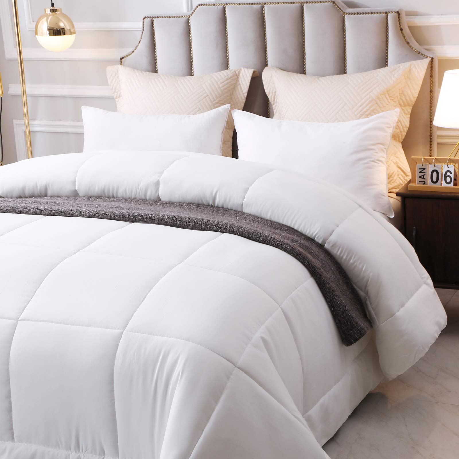 Shatex All Season Queen Duvet Insert - Ultra Soft 100% Microfiber Polyester Bedding - White Queen Size Duvet Cover | Perfect for Cozy Sleep in Winter & Breathable Comfort in Summer