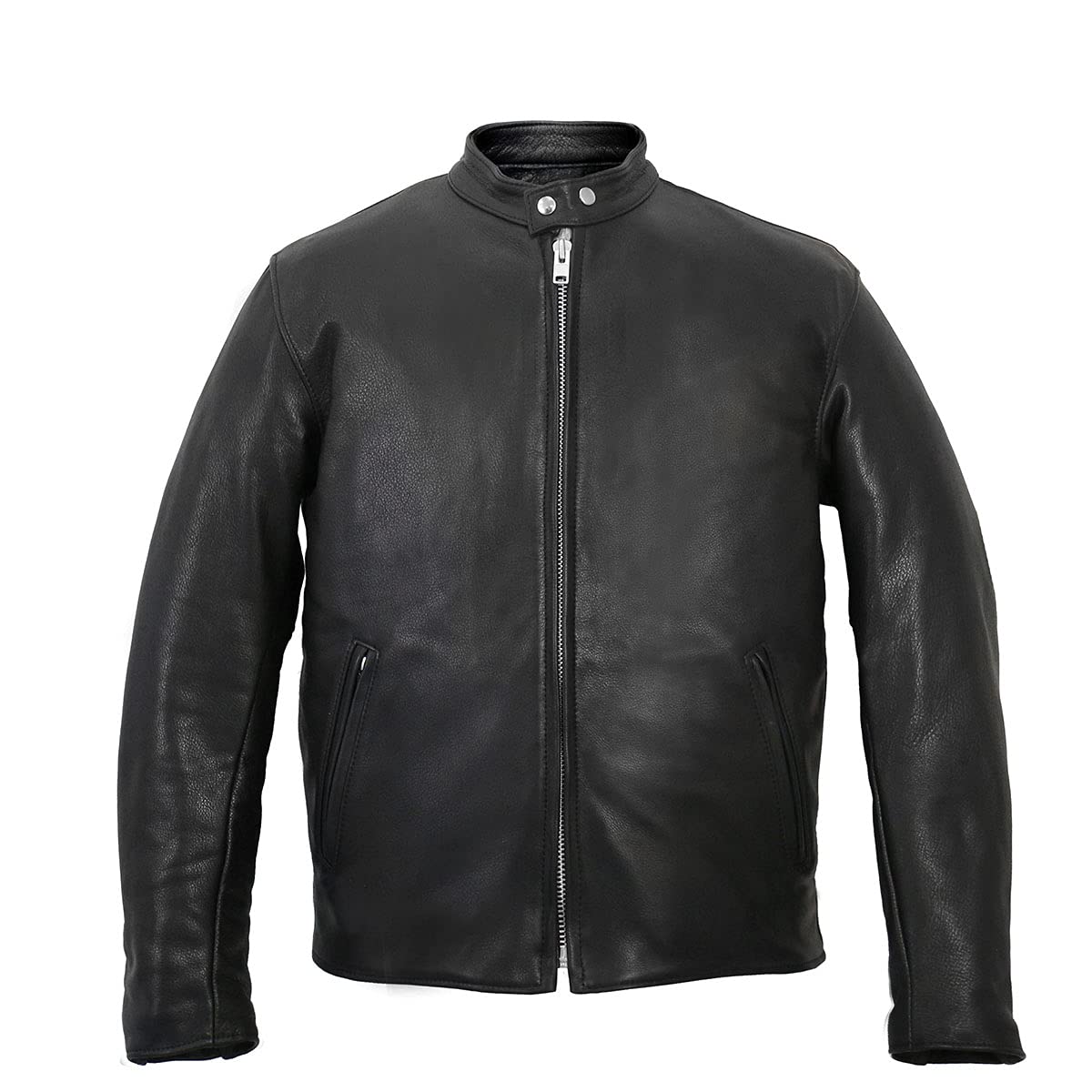 Hot Leathers JKM5006 Genuine Black Leather Motorcycle Jacket for Men - Size 42 | Made in USA | Riding Protection & Biker Style
