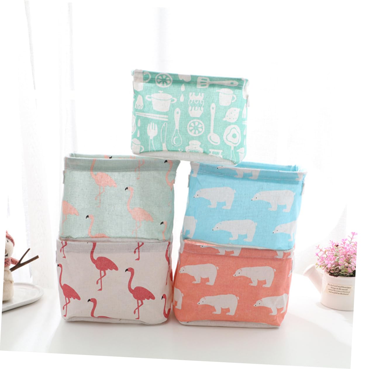 IMIKEYA Foldable Fabric Desk Organizer with Handle - Storage Bins for Snacks, Toiletries & Office Supplies | Perfect for Home, Office & Dorm Organization