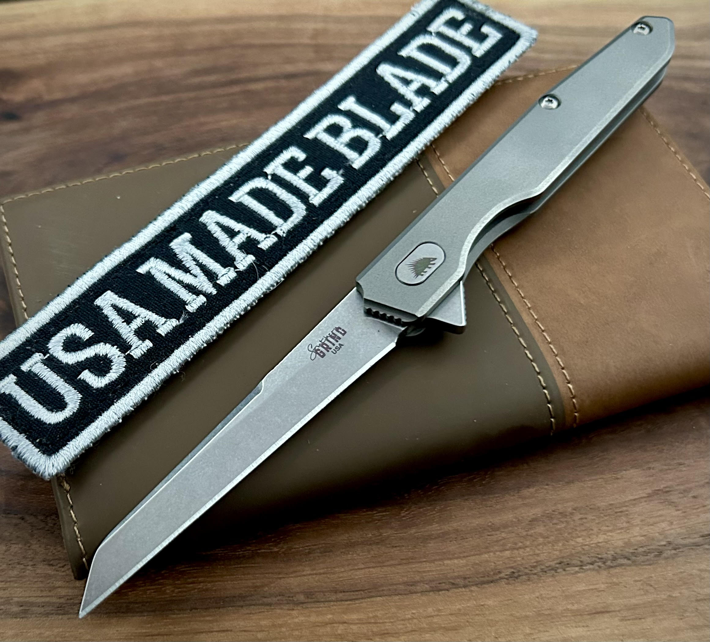 Premium Southern Grind Quill Full Titanium Framelock Flipper Knife - 14C28N Wharncliffe Blade for EDC, Outdoor Survival & Tactical Use