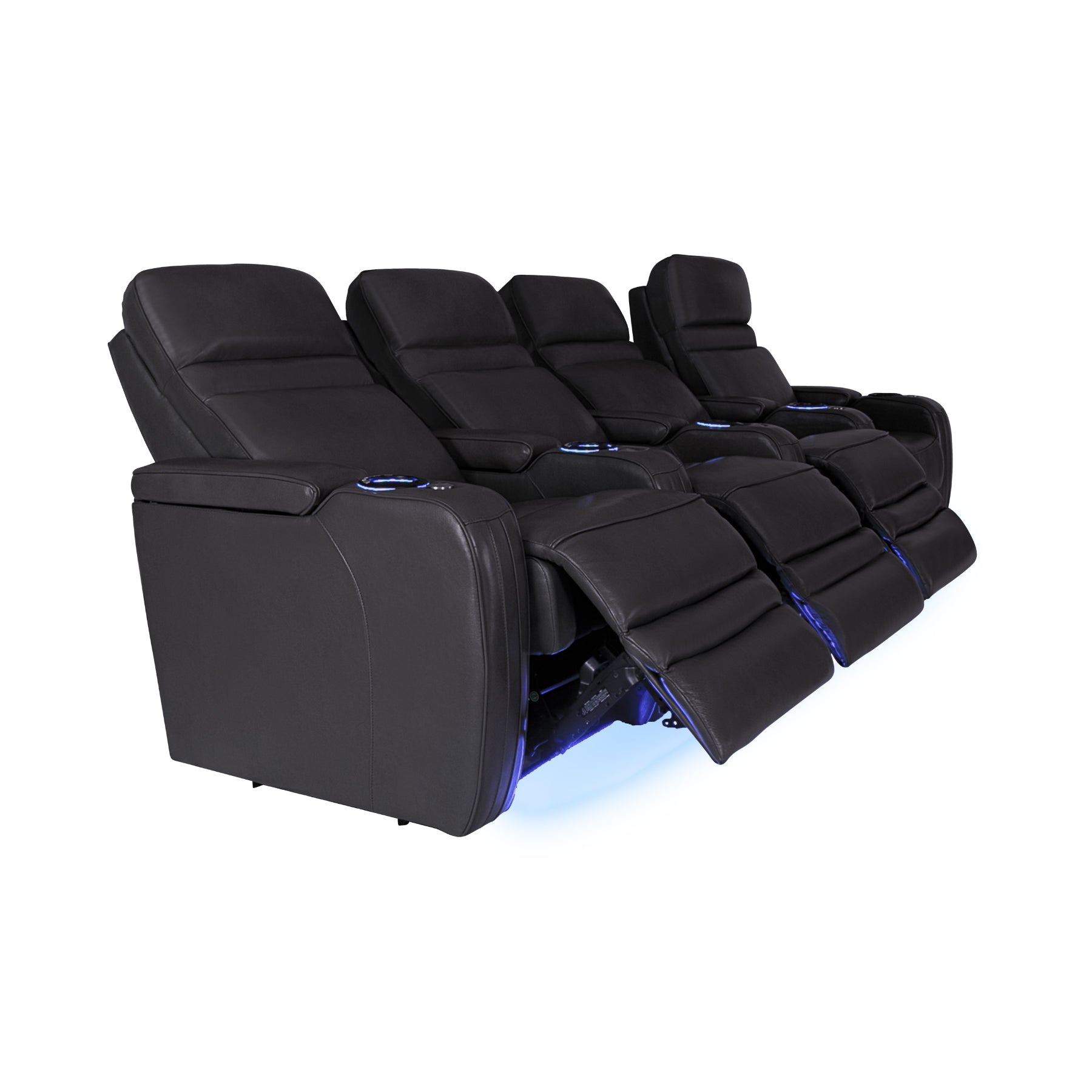 RowOne 4-Piece Recliner Set - Ultra Soft Fabric Sectional Sofa with Cup Holders and USB Ports | Perfect for Living Room, Home Theater, and Family Gatherings