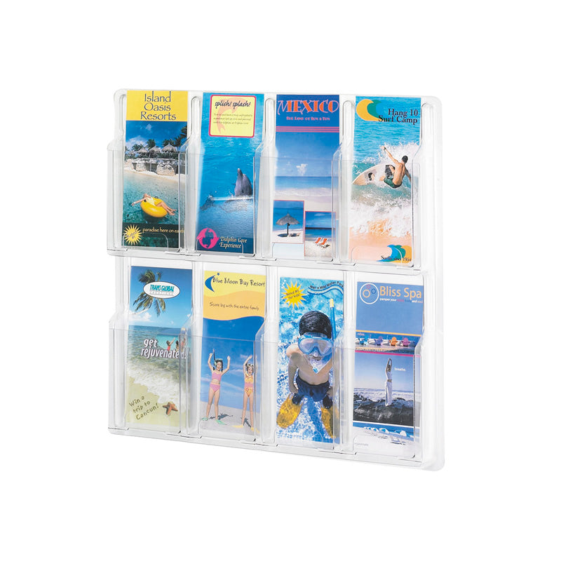 8-Pocket Clear Acrylic Pamphlet Display Stand - Perfect for Brochures, Menus, Flyers in Retail Stores, Restaurants & Offices