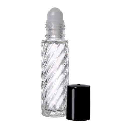 Refillable Roll-On Glass Perfume Bottles (2 Pack) - 1/3oz (10ml) Travel Size - Plain & Swirl Design for Purse, Gym Bag, or Travel Essentials - Perfect for DIY Fragrances & Essential Oils