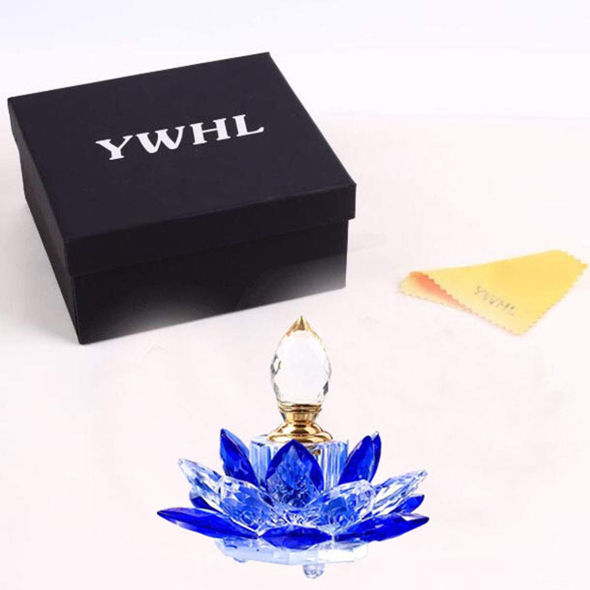 JQJ Blue Crystal Perfume Bottles - Elegant Empty Lotus Flower Figurine for Women | Perfect for Home Decor, Bathroom Accessories & Romantic Gifts