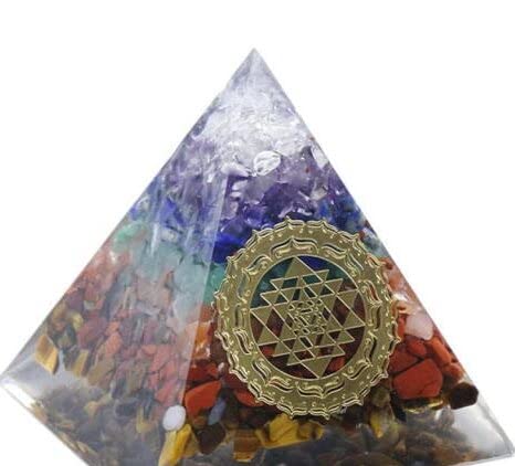Orgone Pyramid with Amethyst & Peridot - Healing Crystal for Energy Balancing, EMF Protection & Meditation - Quartz Orgonite Pyramid for Home Decor, Office & Spiritual Healing (Perfect for Yoga, Reiki & Feng Shui Spaces)