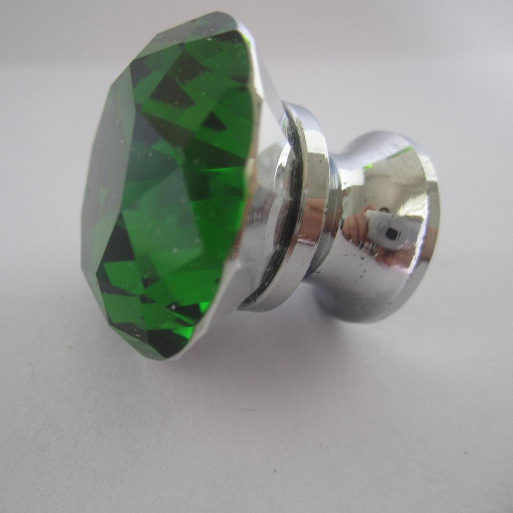30mm Crystal Glass Cabinet Knobs - Pack of 8, Green Dresser Drawer Pull Handles for Wardrobe, Closet & Furniture - Elegant Home Decor Upgrade