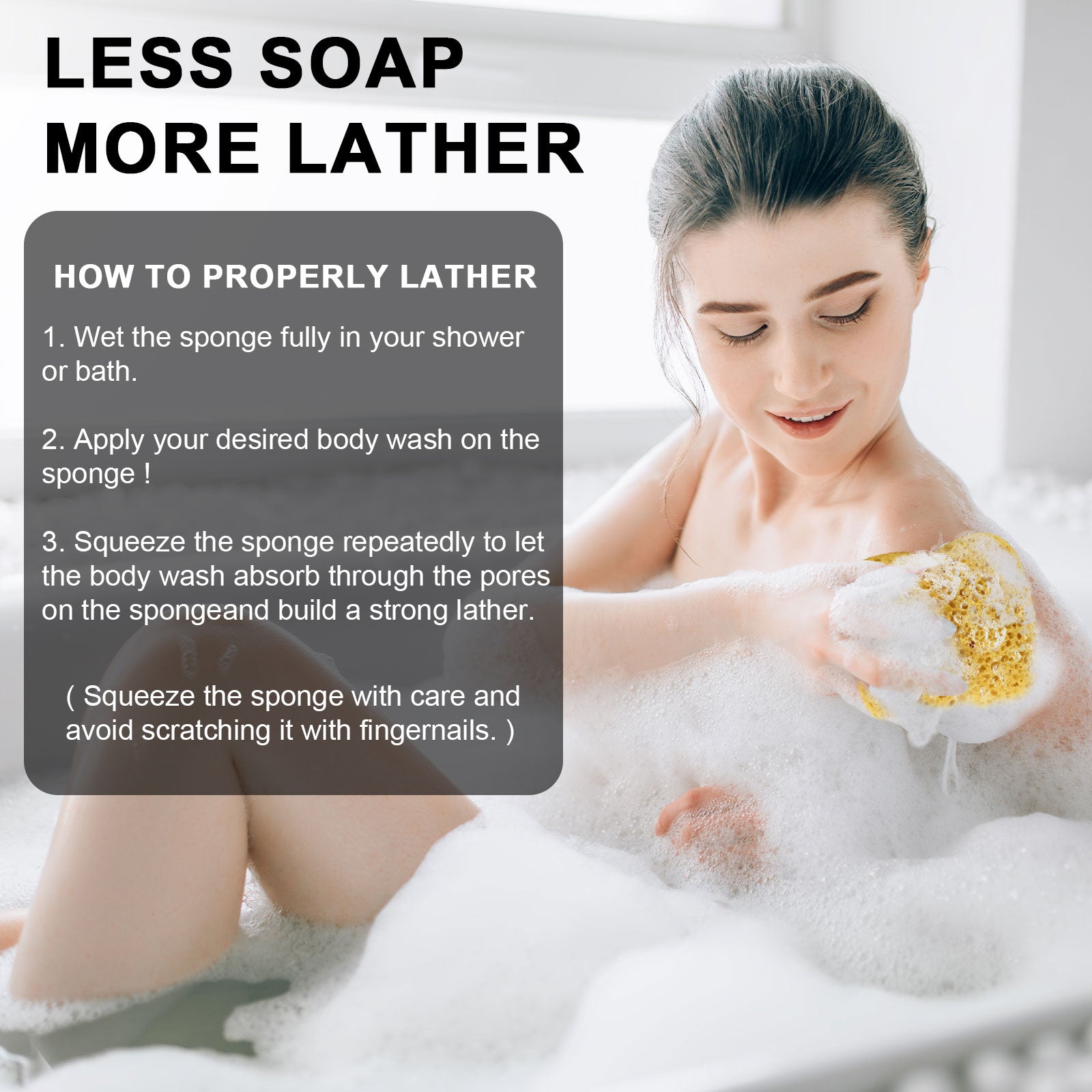Bathwe 3 Pack Exfoliating Bath Sponges - Soft Loofah Body Scrubber for Women & Men - Gentle Shower Wash Sponge for Smooth Skin - Perfect for Daily Bath & Spa Relaxation