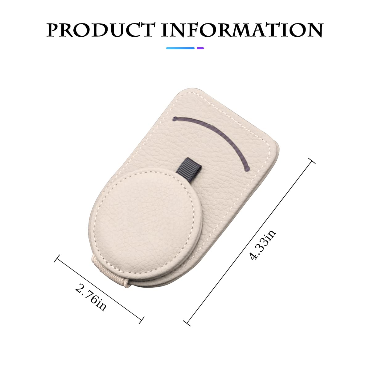 Fekey&JF Magnetic Leather Car Sunglass Holder - Strong Magnet Clip for Sun Visor, Eyeglasses Storage Mount for Cards & Accessories (Beige) | Perfect for Driving, Travel & Organizing Glasses in Vehicle