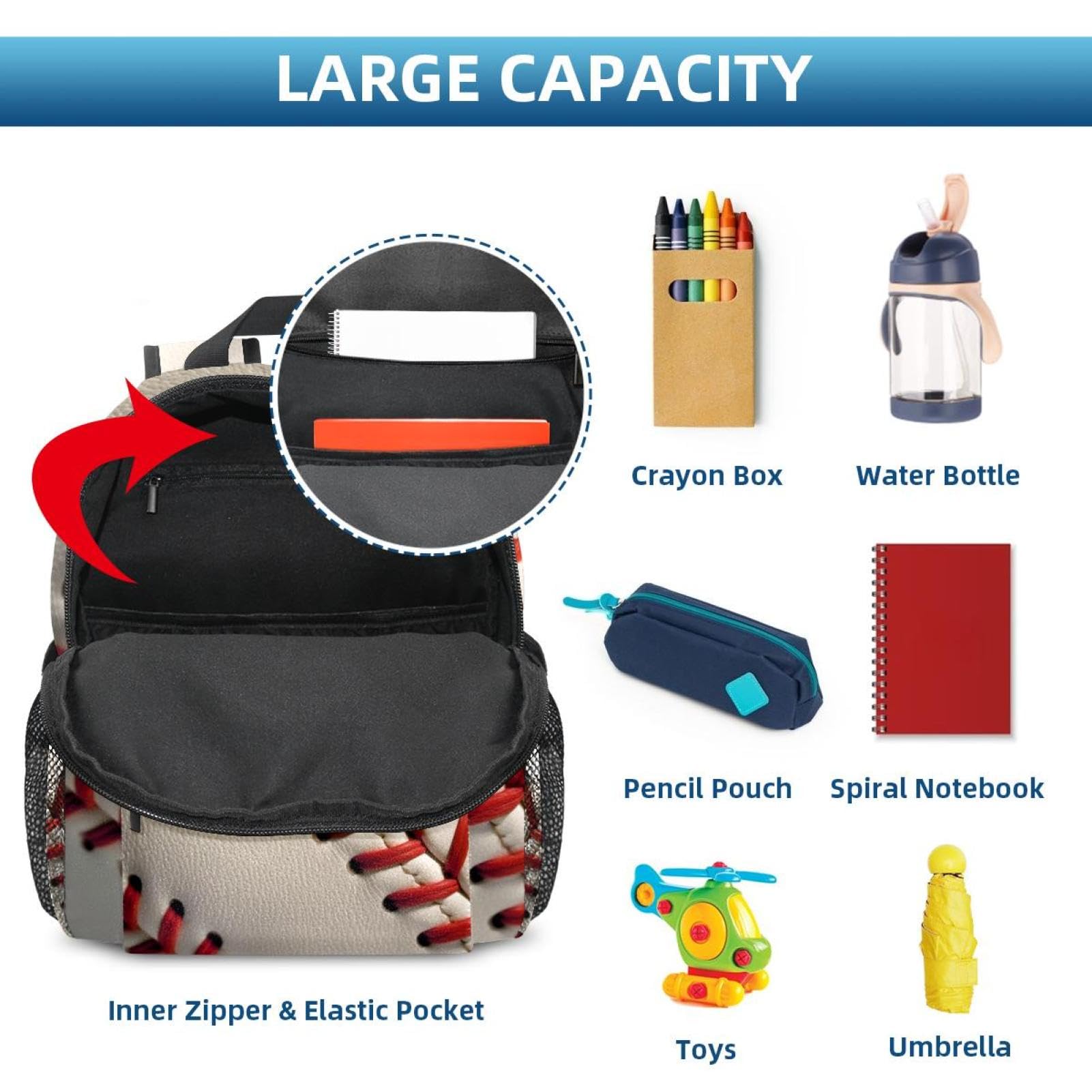 Stylish Travel Backpack for Women & Men - Durable Baseball Line Texture Design - Perfect for Hiking, Commuting & College Campus Use
