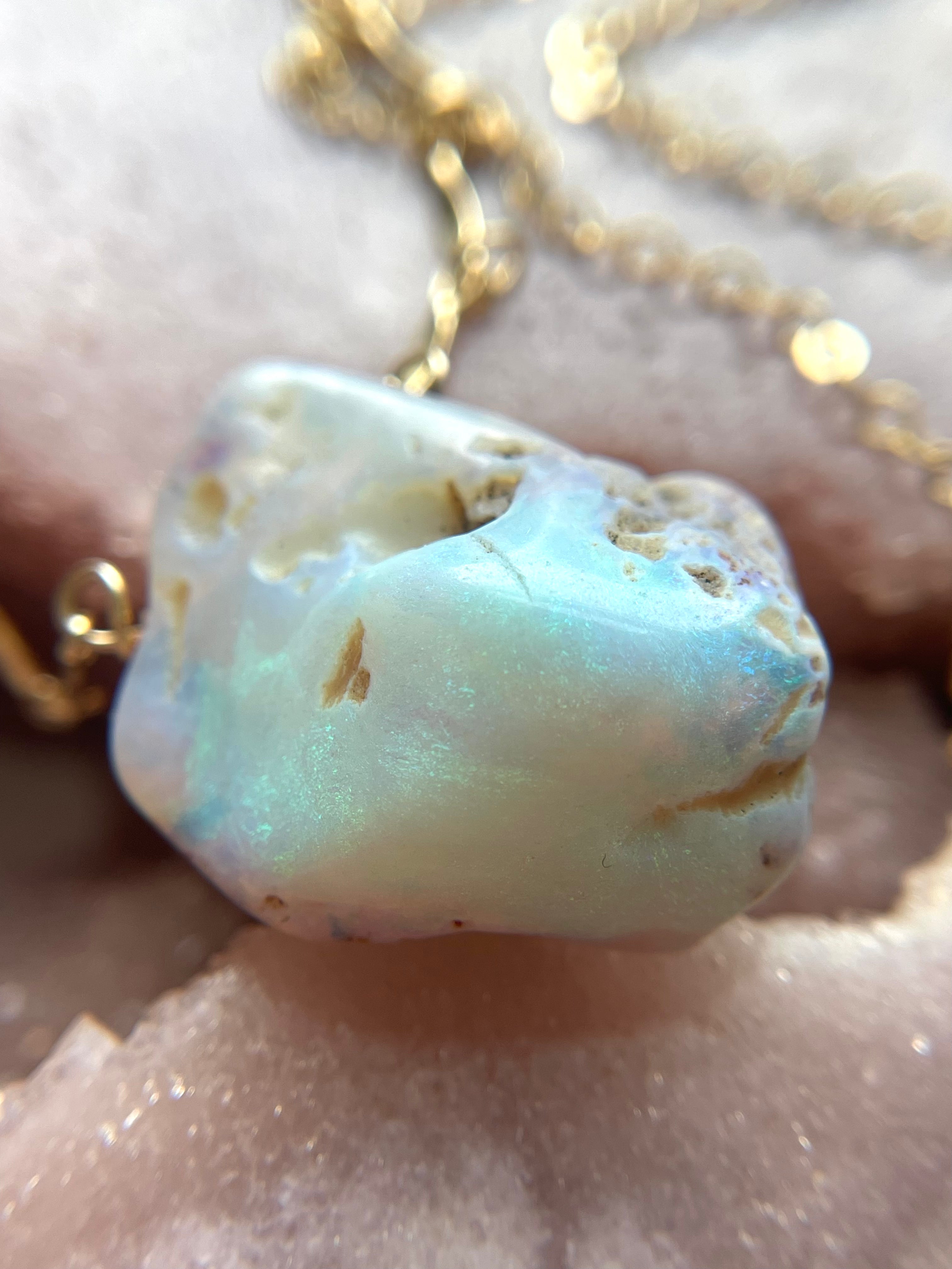 Genuine Australian Opal Necklace – Natural Raw Opal Jewelry for Women – Perfect for Weddings, Parties & Special Occasions