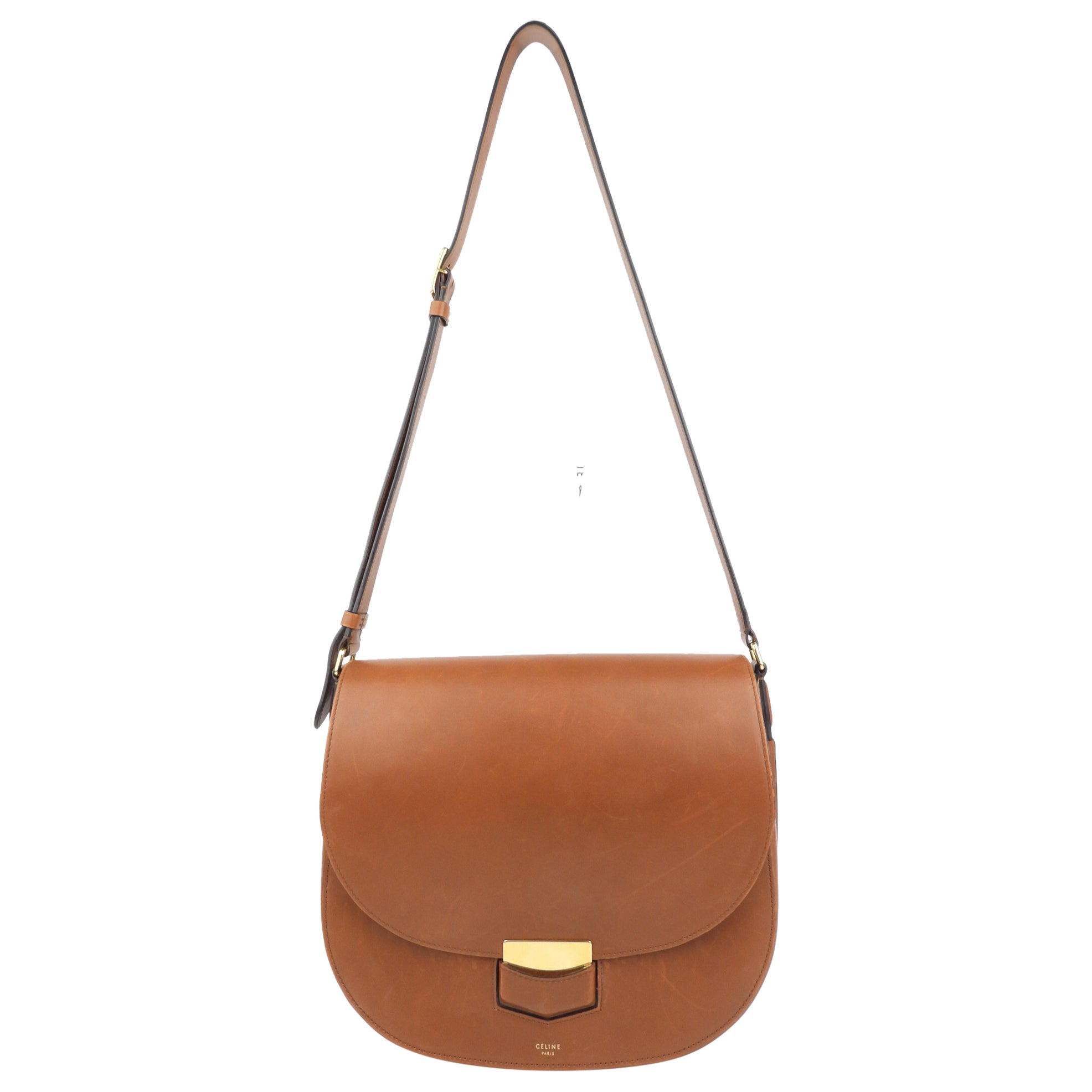 Celine Brown Smooth Leather Medium Trotteur Crossbody Shoulder Bag for Women | Luxury Designer Handbag | Perfect for Work, Travel & Evening Out