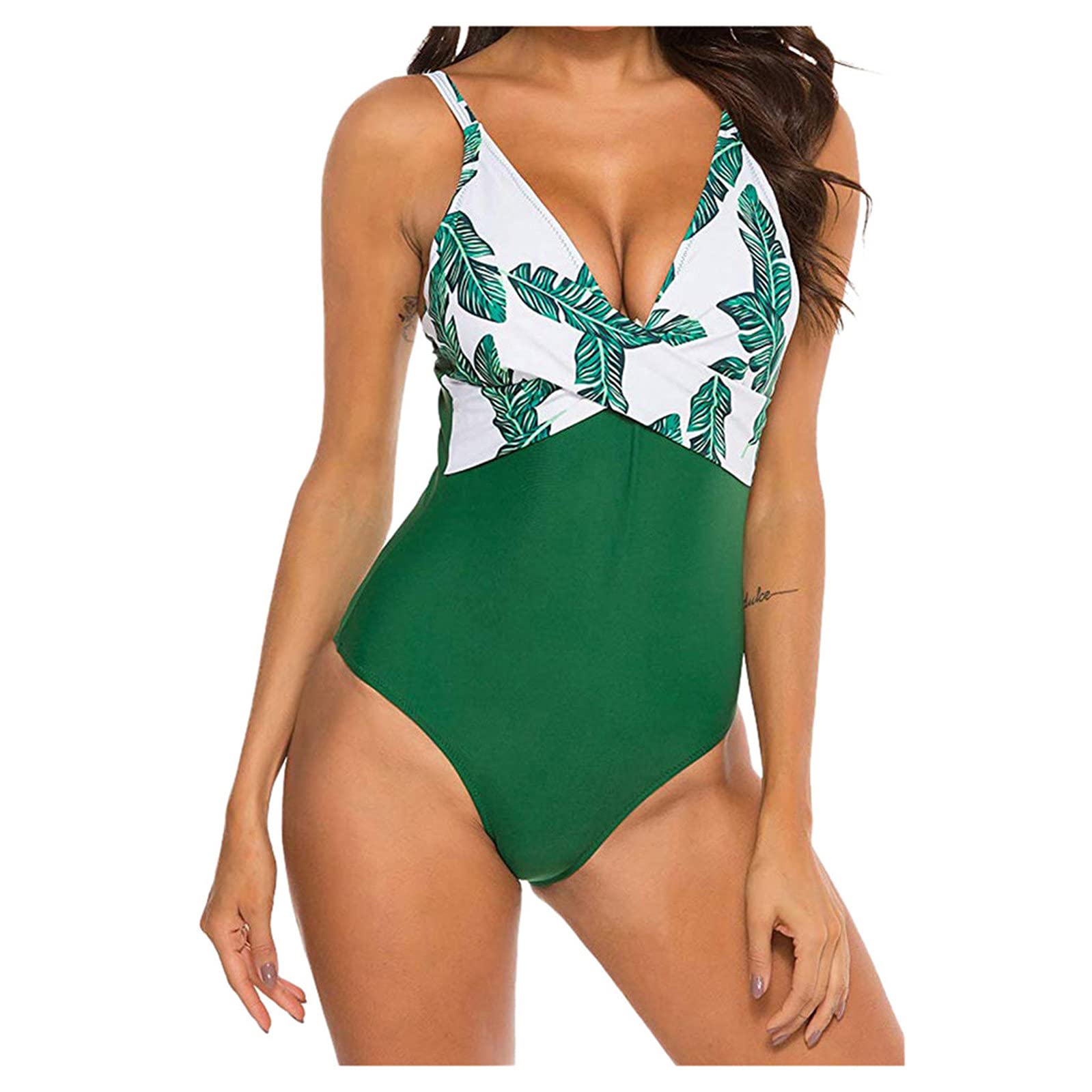 Women's One Piece Swimsuit with Front Strappy Cross Design - Floral Print Bathing Suit for Beach, Pool & Summer Vacations