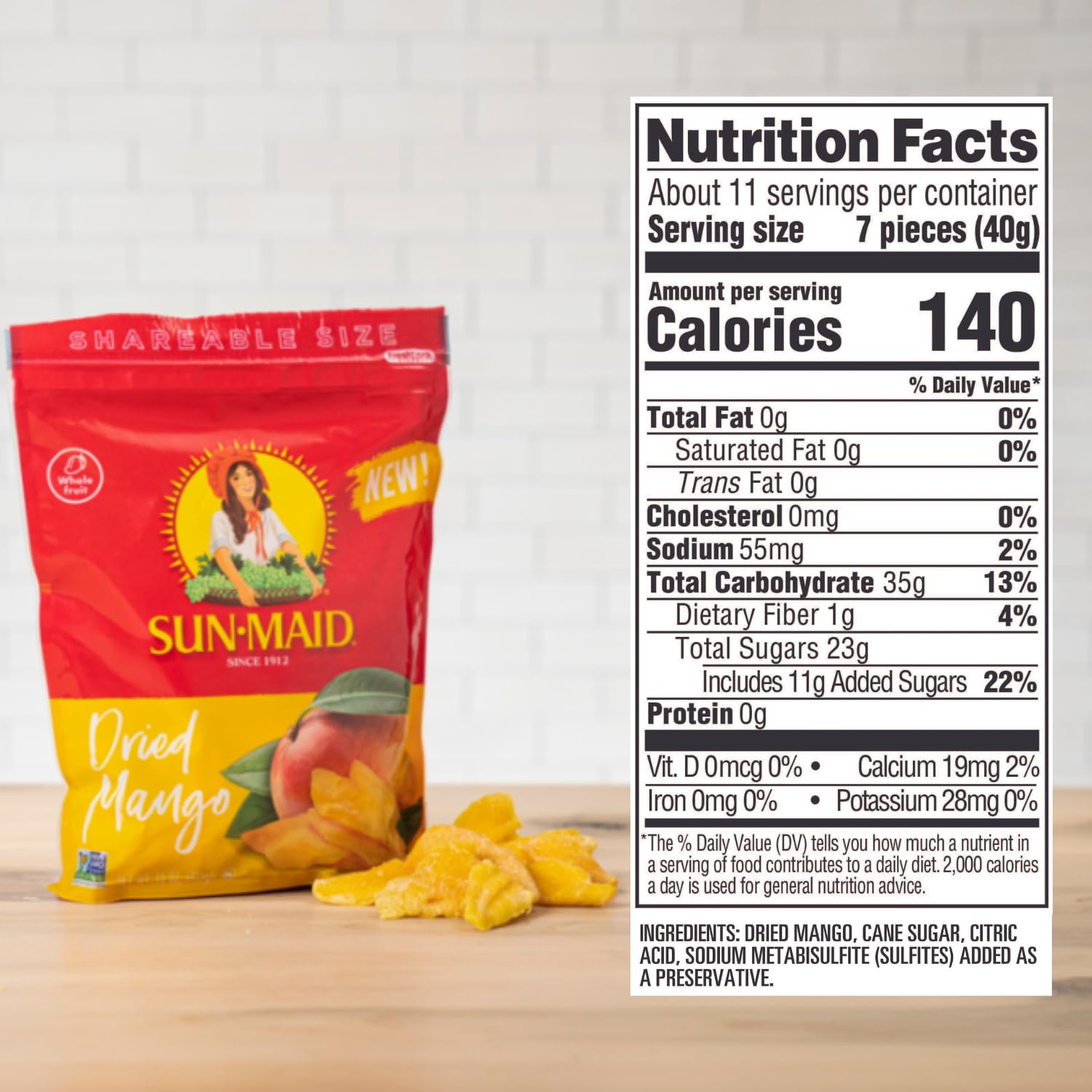 Sun-Maid Dried Mango Slices - 15oz Resealable Bag | Natural Sweet Dried Fruit Snack for Kids & Adults | Perfect for Lunch Boxes, Hiking, Office Snacks & Healthy Desserts (Pack of 1)