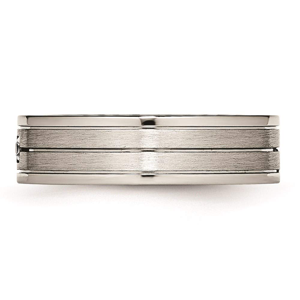 Brushed Stainless Steel Cubic Zirconia Ring for Women - Size 12 | Elegant Gift & Everyday Wear