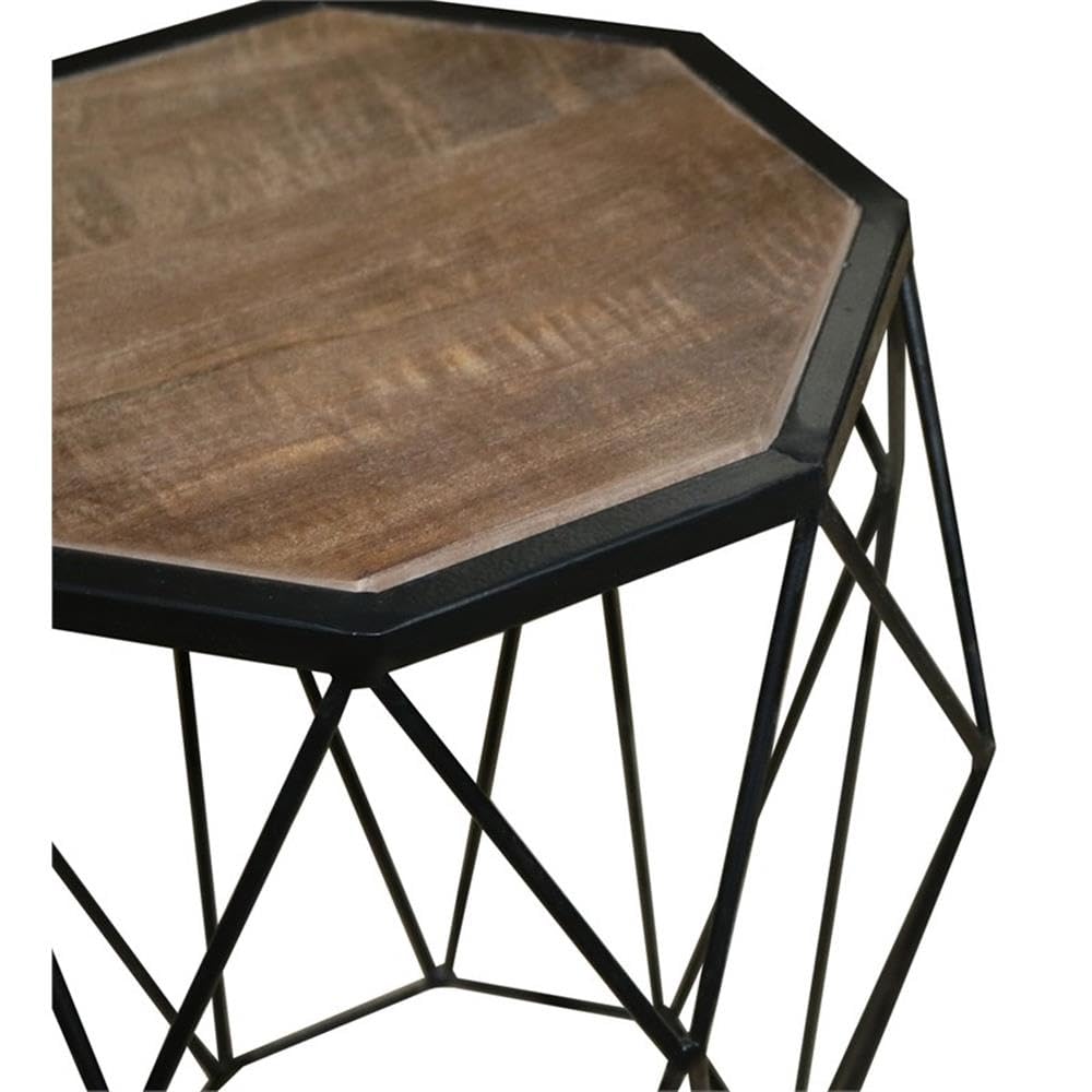 Progressive Furniture Outbound Chairside Table - Natural Wood & Iron Finish - Perfect for Living Room, Bedroom, or Office Side Table