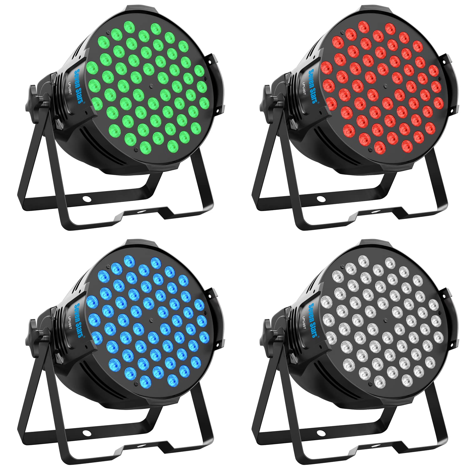 Seven Stars RGB DJ Stage Lights - 54x3W Super Bright LED Wash Lighting with DMX Control | Sound Activated Multi-Color Party Lights for Weddings, Bars, Clubs & Stage Shows | Perfect for Dance Floors, Live Performances & Nightlife Events