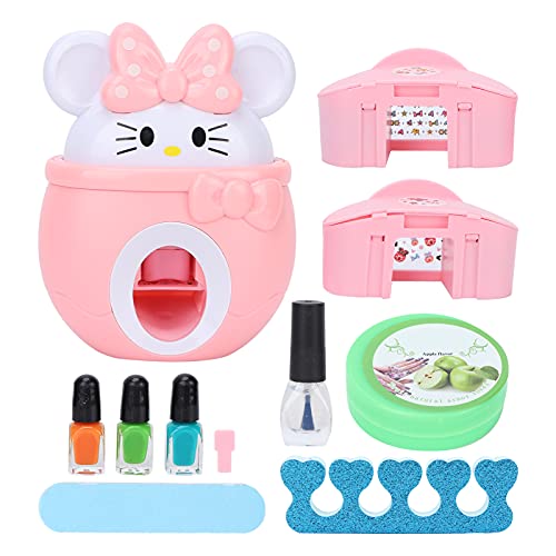Kids Manicure Set - Safe Nail Art Kit with 3 Non-Toxic Nail Polishes & Stampers | Perfect for Home Play, Birthday Gifts & Pretend Salon Games