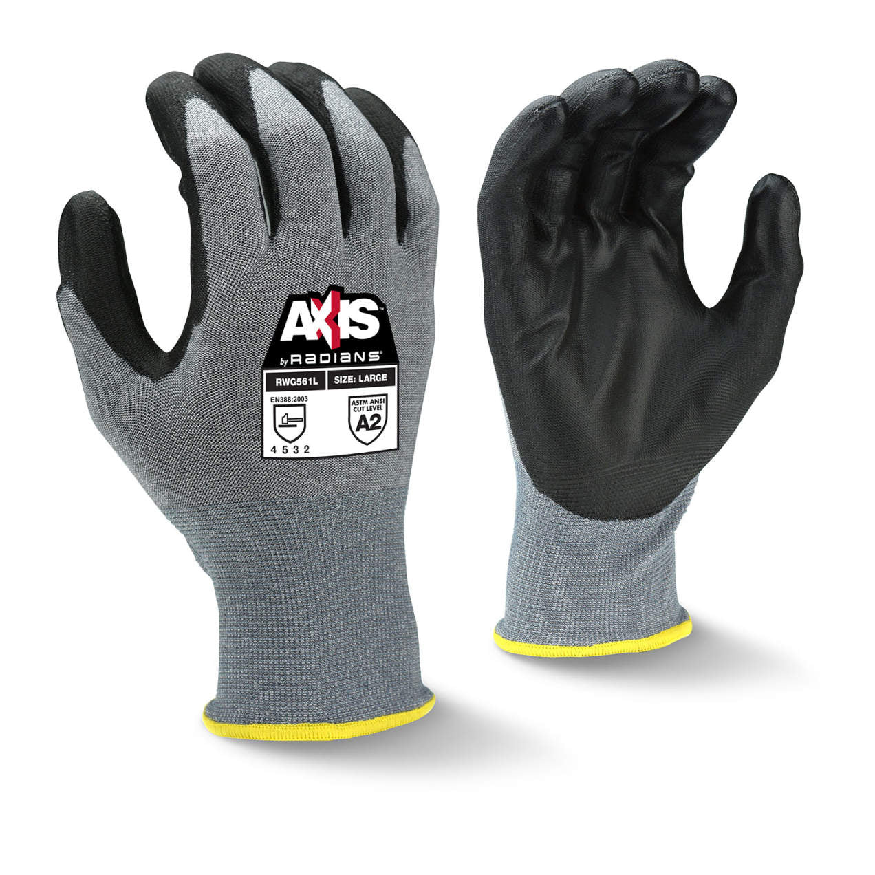 Cut Resistant Gloves A2 Rating, PU Coated Work Gloves - 12 Pairs/Pack for Kitchen, Construction & Industrial Safety Protection