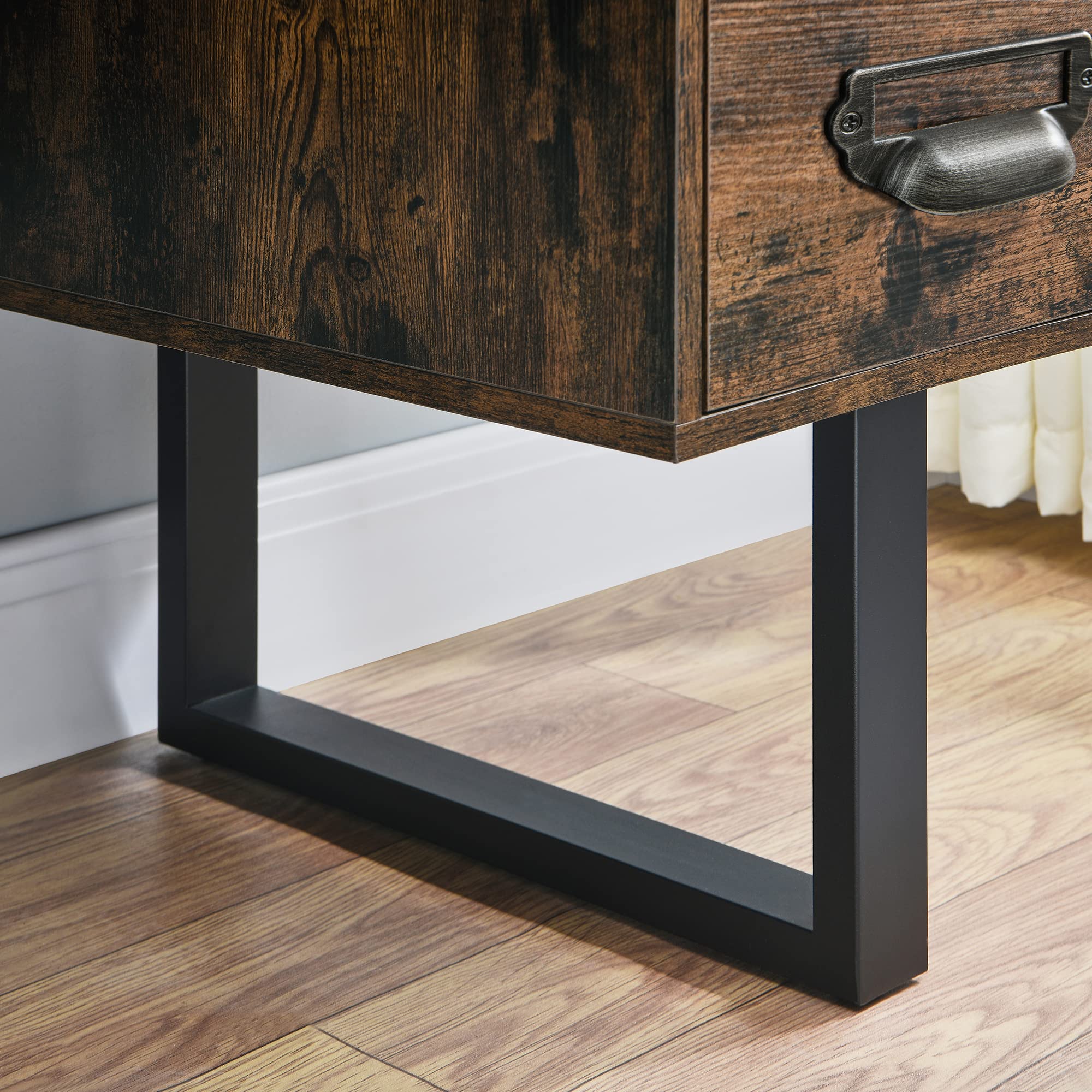 LEEMTORIG 59 Inch Large Computer Desk with Drawers - Modern Industrial Gaming Desk, Study Writing Table Workstation for Home Office, Bedroom (Black & Rustic Brown) | Perfect for PC Gaming, Remote Work & Student Study Spaces