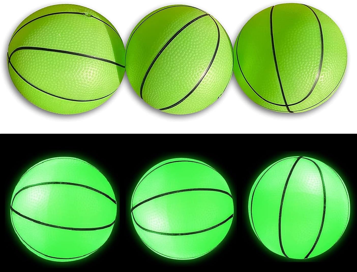 Glow in The Dark Mini Basketballs 3-Pack with Pump - Fun Indoor/Outdoor Play