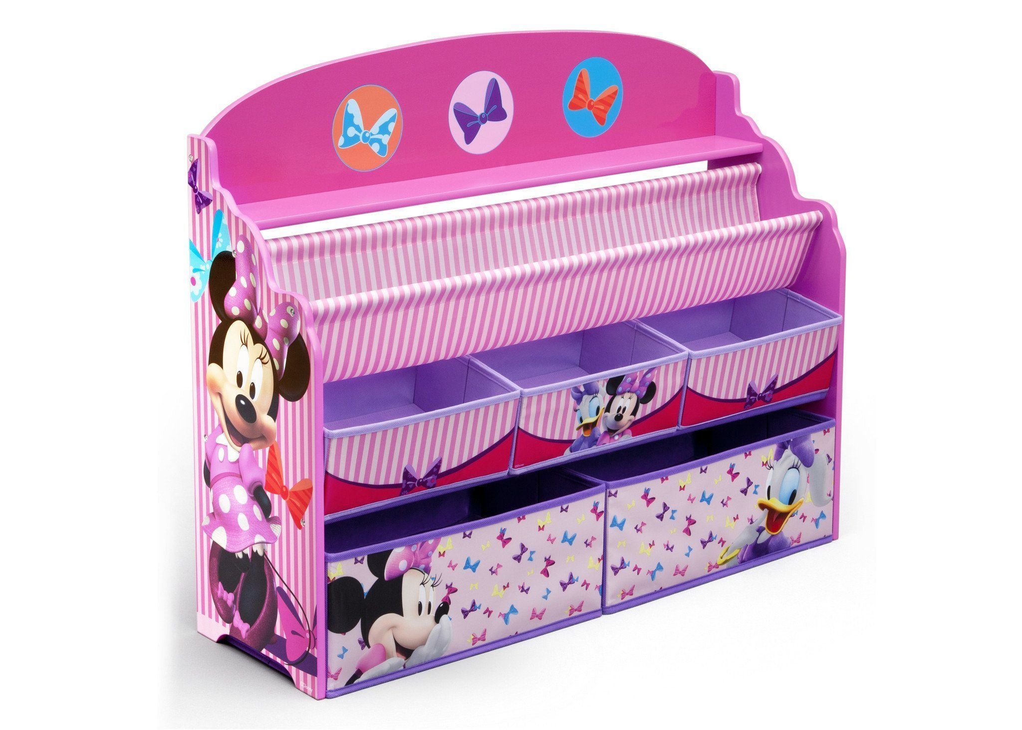 Minnie Mouse Deluxe Book & Toy Organizer for Kids - Disney Themed Storage Solution for Bedroom & Playroom - Perfect for Organizing Books, Toys & School Supplies