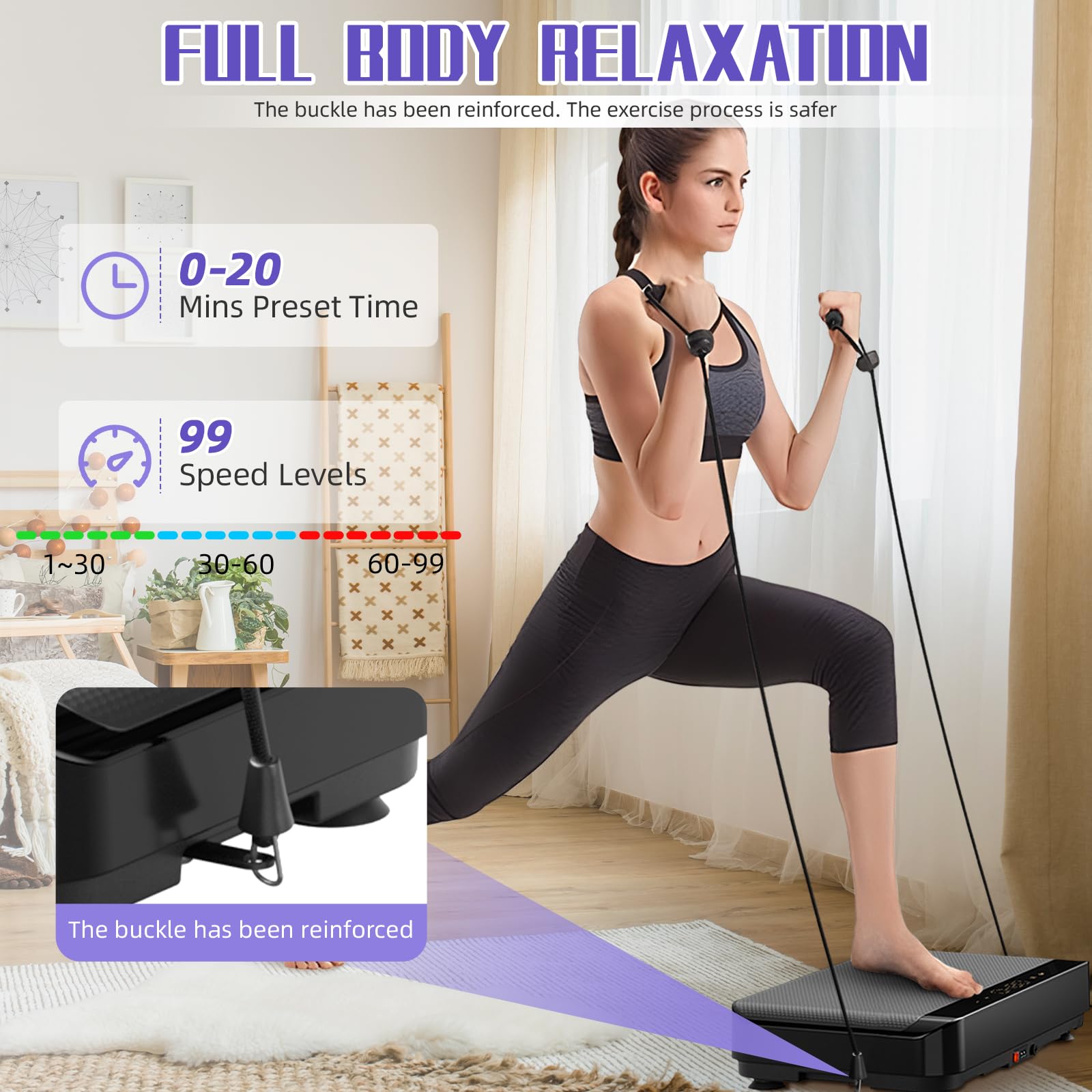 Bluetooth Vibration Plate Exercise Machine - 9 Modes Power Fitness Platform for Home Workouts, Lymphatic Drainage & Weight Loss | Full Body Vibration Trainer for Toning, Circulation & Recovery
