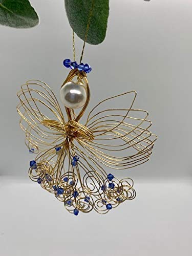 4.5 Inch Gold Birthstone Angel Ornament with Sapphire - Perfect for September Birthdays & Gifts