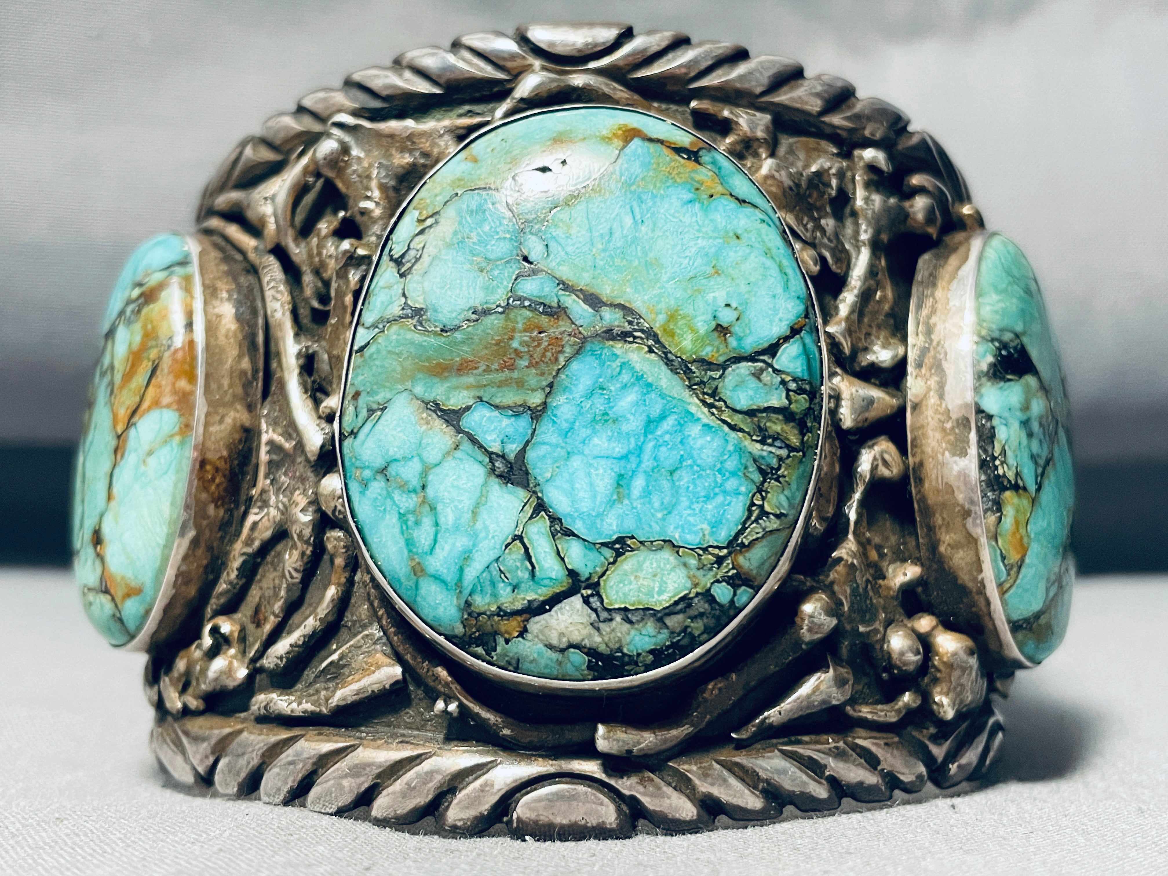 Vintage Navajo Spiderweb Turquoise Sterling Silver Bracelet - 174g Handmade Native American Jewelry for Women & Men | Perfect for Boho Fashion, Gift Giving & Special Occasions