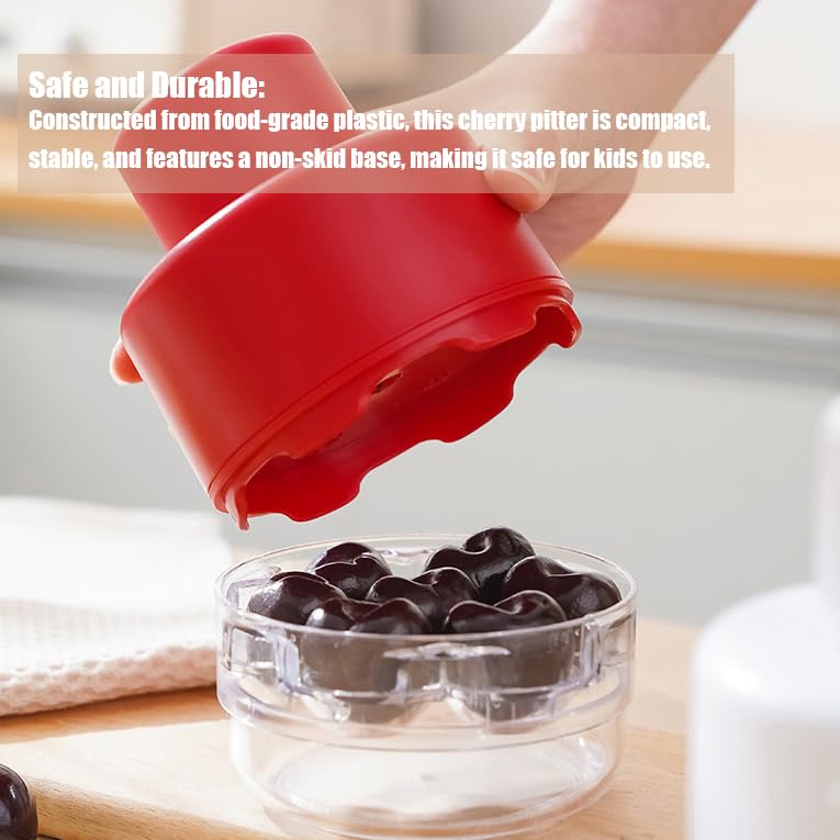 2024 New 7-Hole Cherry Pitter Tool - Stainless Steel Cherry Pit Remover for Fast & Easy Cherry De-Stoning - Kitchen Gadget for Baking, Jam Making & Fruit Prep (Red)