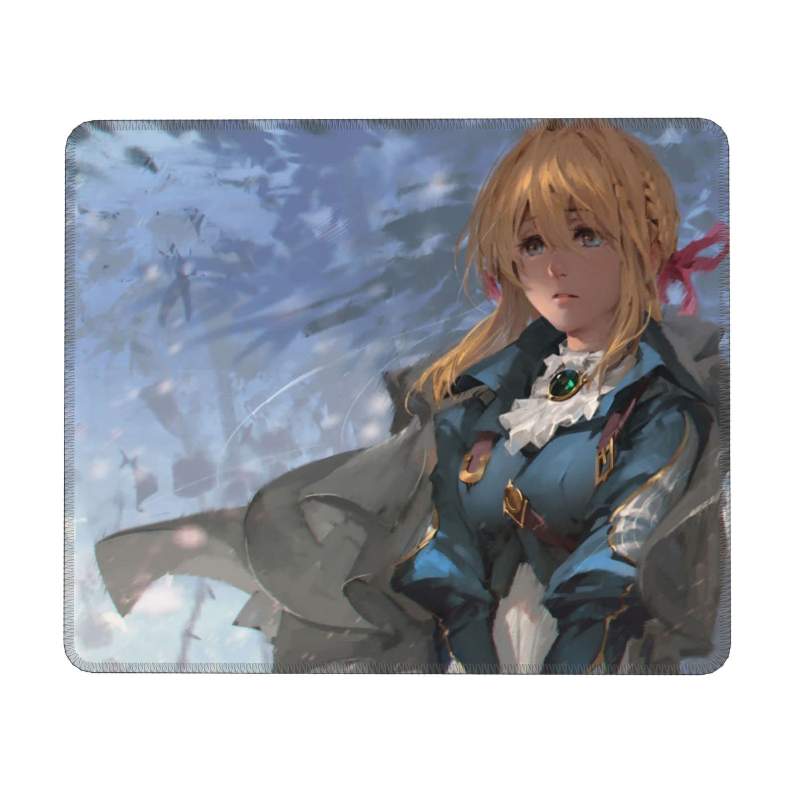 Violet Evergarden Anime Mouse Pad with Stitched Edges & Non-Slip Rubber Base - Washable Gaming Mousepad for PC, Laptop, Office & Home Use - Perfect for Work, Study and Video Games