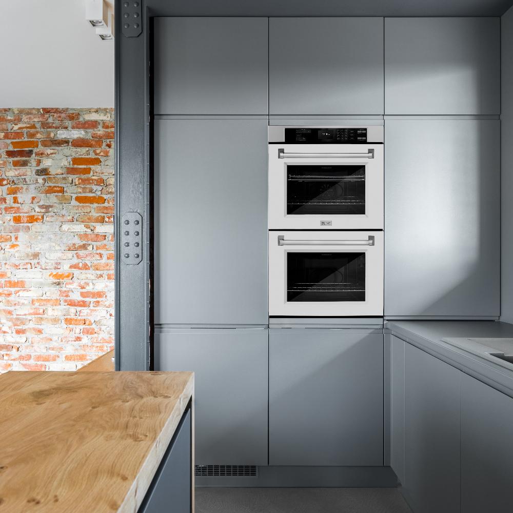 ZLINE 30 Inch Stainless Steel Professional True Convection Double Wall Oven with Air Fry & Self-Clean - White Matte Doors (WAD WM 30) | Perfect for Modern Kitchens, Baking, Roasting & Air Frying