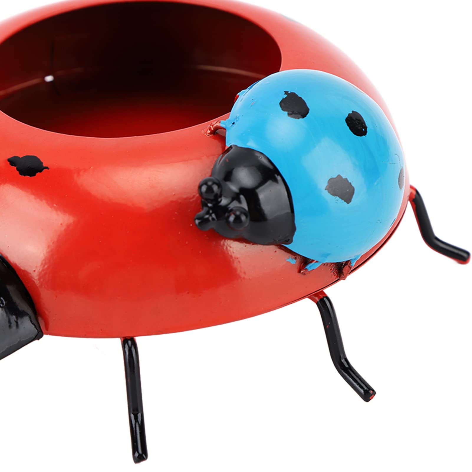 Ladybug Shaped Iron Flower Pot - 5.4cm Diameter Hand Painted Planter for Indoor & Outdoor Garden Decor | Cute Red Ladybug Planter for Windowsill, Patio, Balcony & Home Décor