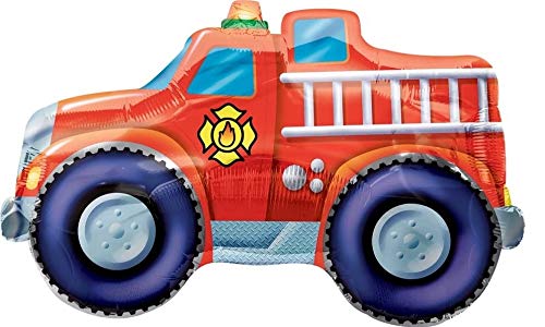 Fire Engine Truck Party Supplies - 11 Piece Balloon Bouquet Decorations Kit for Kids Birthday, Baby Shower & Firefighter Theme Decor