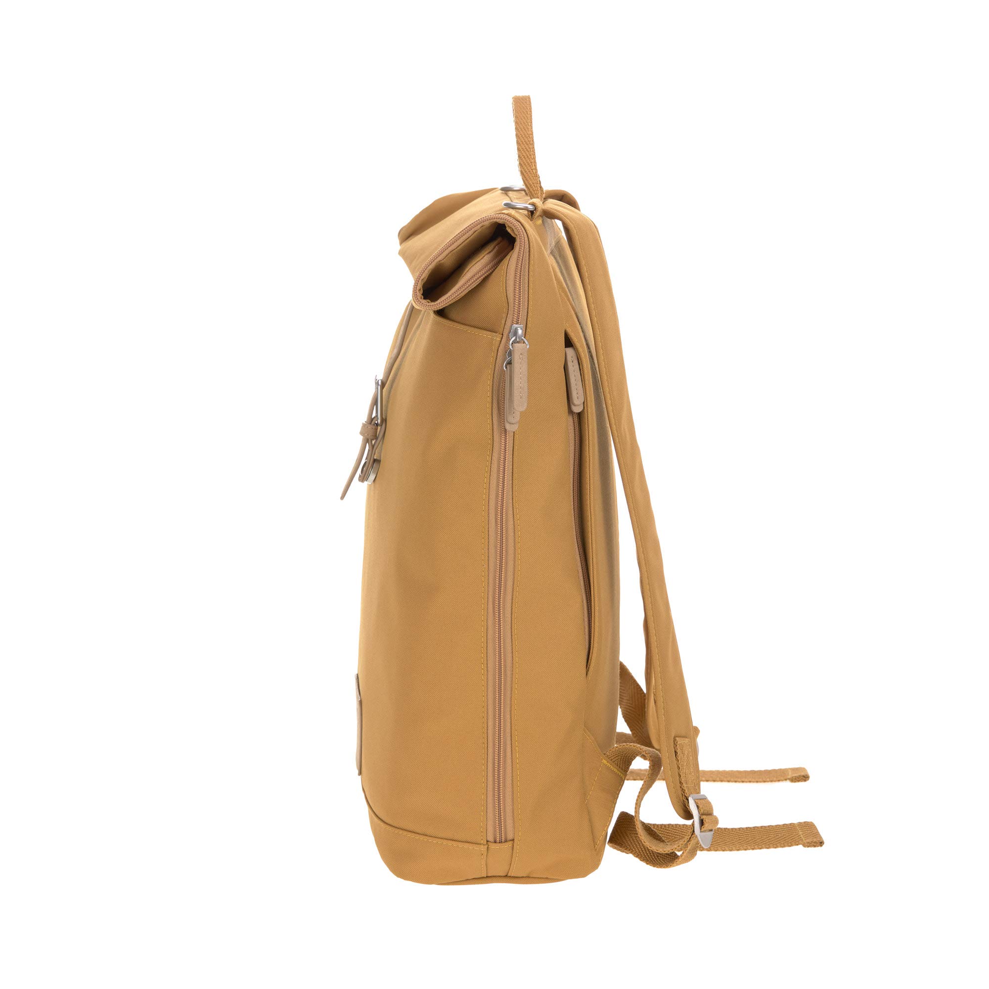 LÄSSIG Waterproof Baby Changing Backpack with Changing Mat, Pram Attachment & Bottle Warmer - Sustainable Rolltop Diaper Bag for Parents on the Go - Perfect for Travel, Daycare & Outdoor Adventures