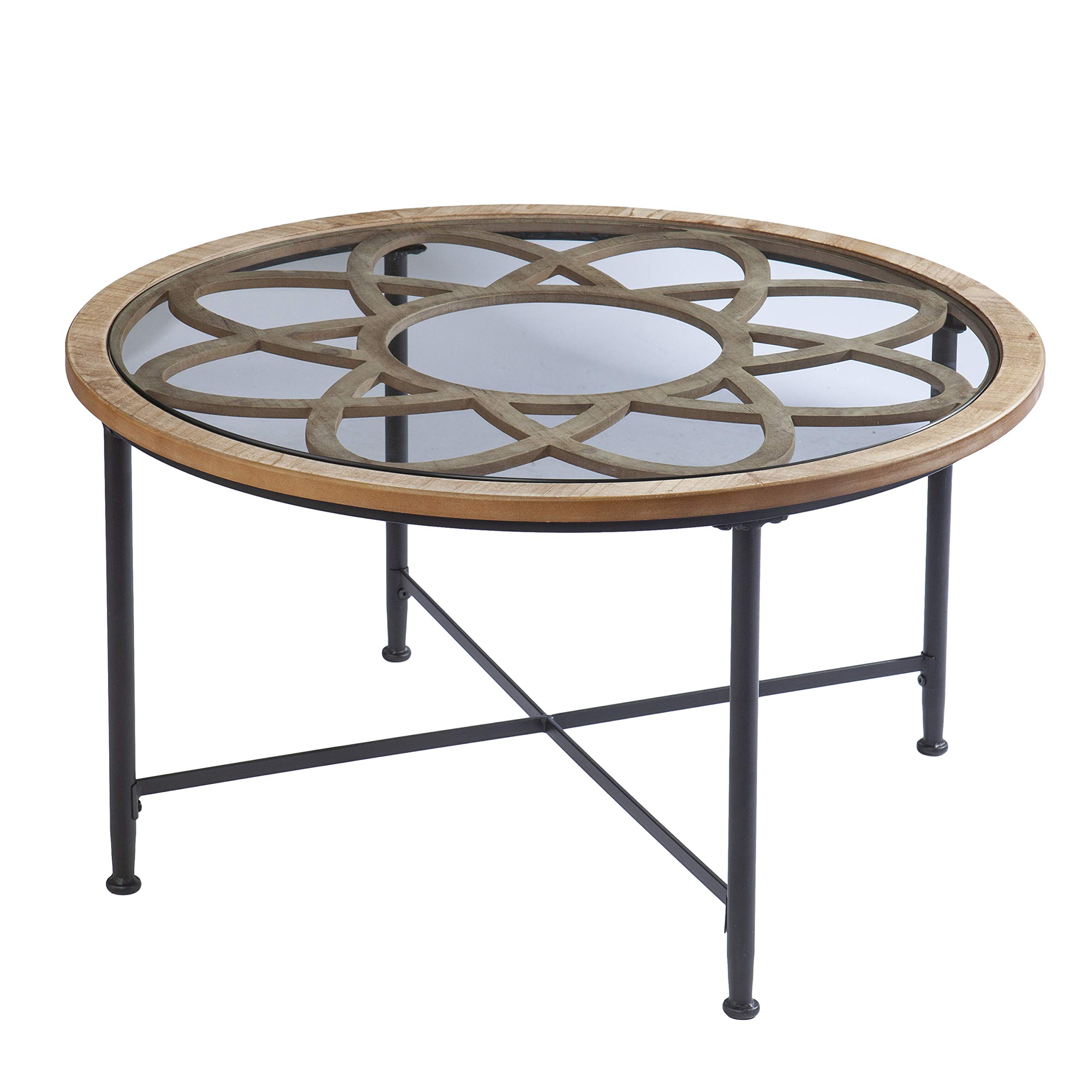SEI Furniture Melvoir Cocktail Table - Black/Natural Finish Coffee Table for Living Room, Lounge & Home Decor - Modern Side Table for Drinks & Snacks