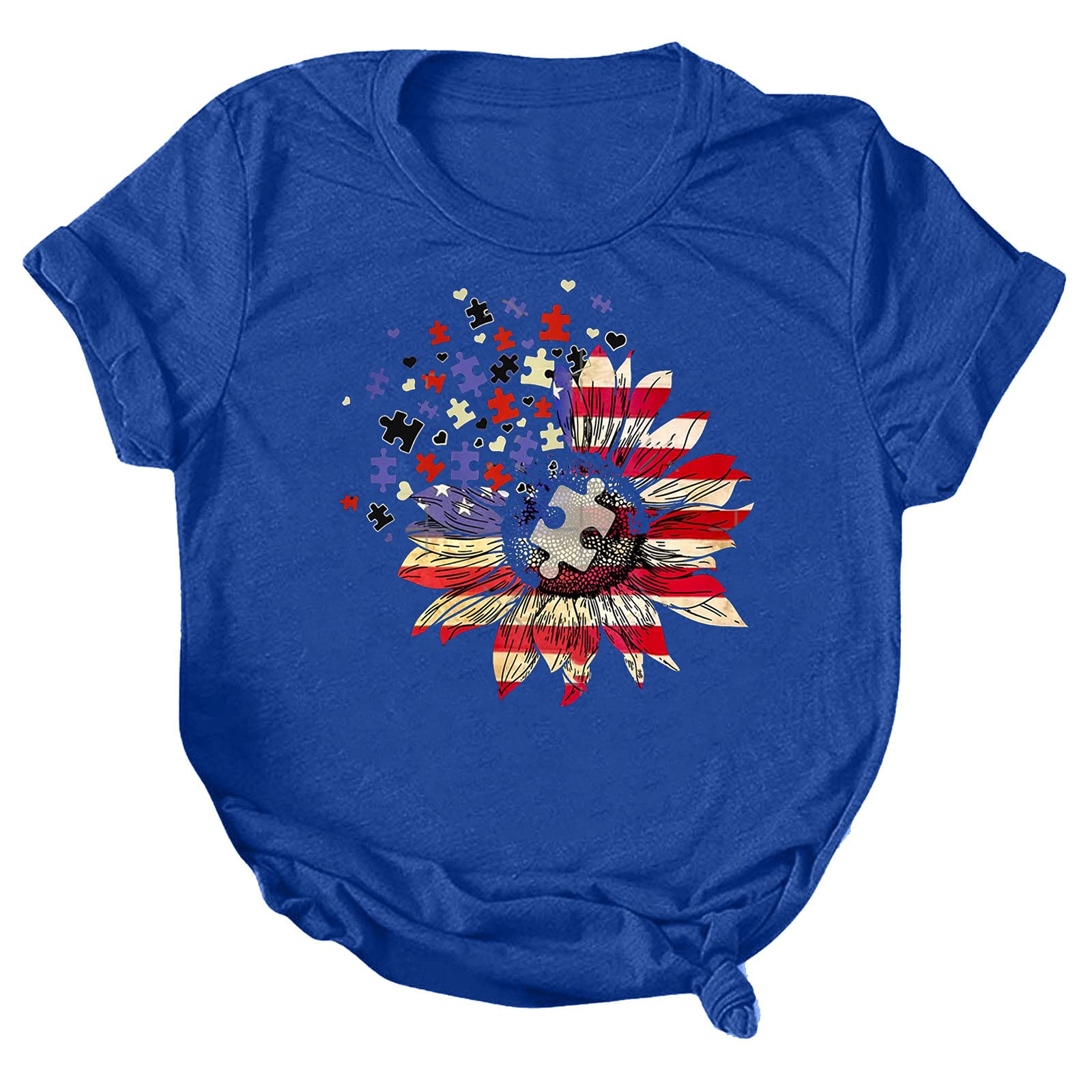 Women's Casual Sunflower Print Round Neck Short Sleeve T-Shirt | Summer Fashion Top | Perfect for Daily Wear, Outings & Vacations