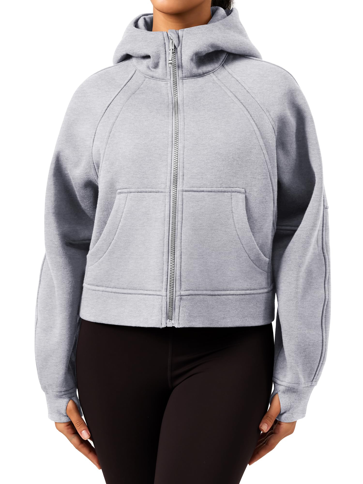GYM RAINBOW Women's Oversized Zip Up Hoodie - Cropped Hooded Sweatshirt Pullover with Full Zip Fleece Jacket - Perfect for Workouts, Lounge Wear & Street Fashion