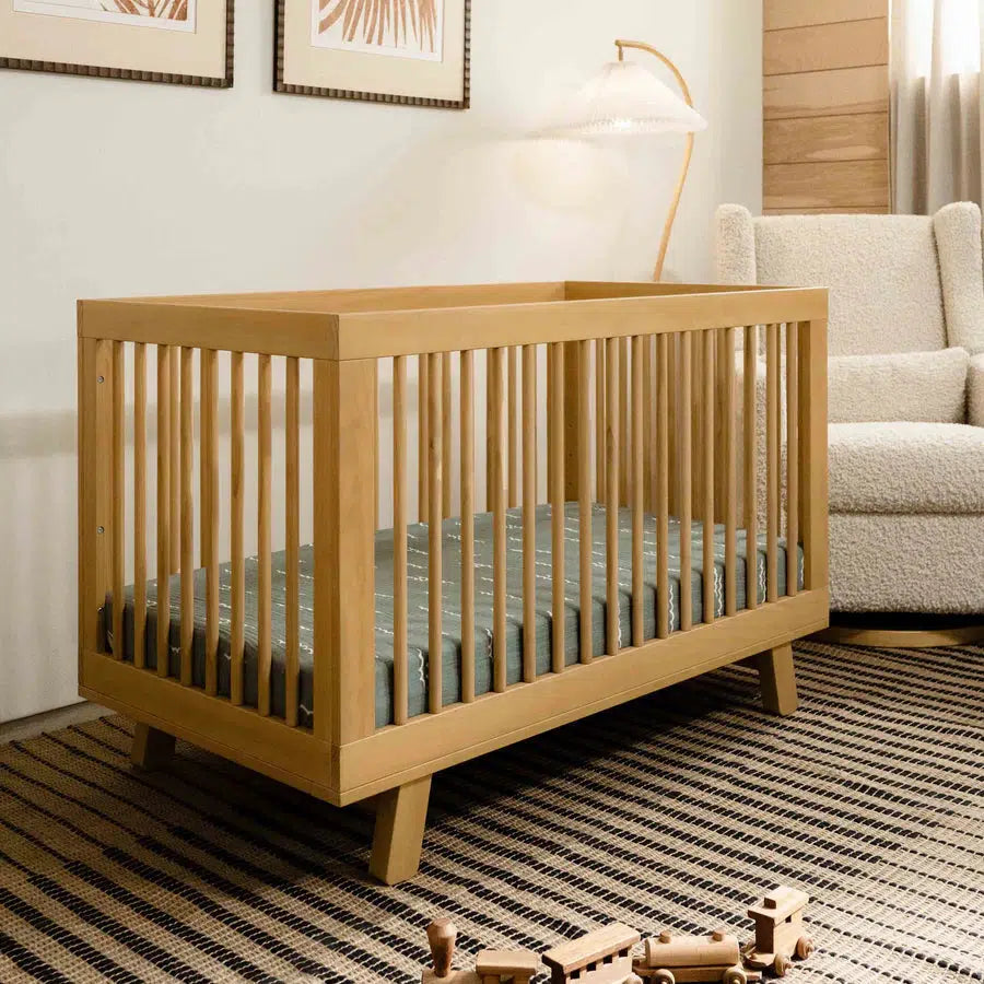 Babyletto Hudson 3-in-1 Convertible Crib in Honey - Modern Nursery Furniture for Newborn to Toddler Bed | Perfect for Small Spaces & Gender-Neutral Nursery Decor