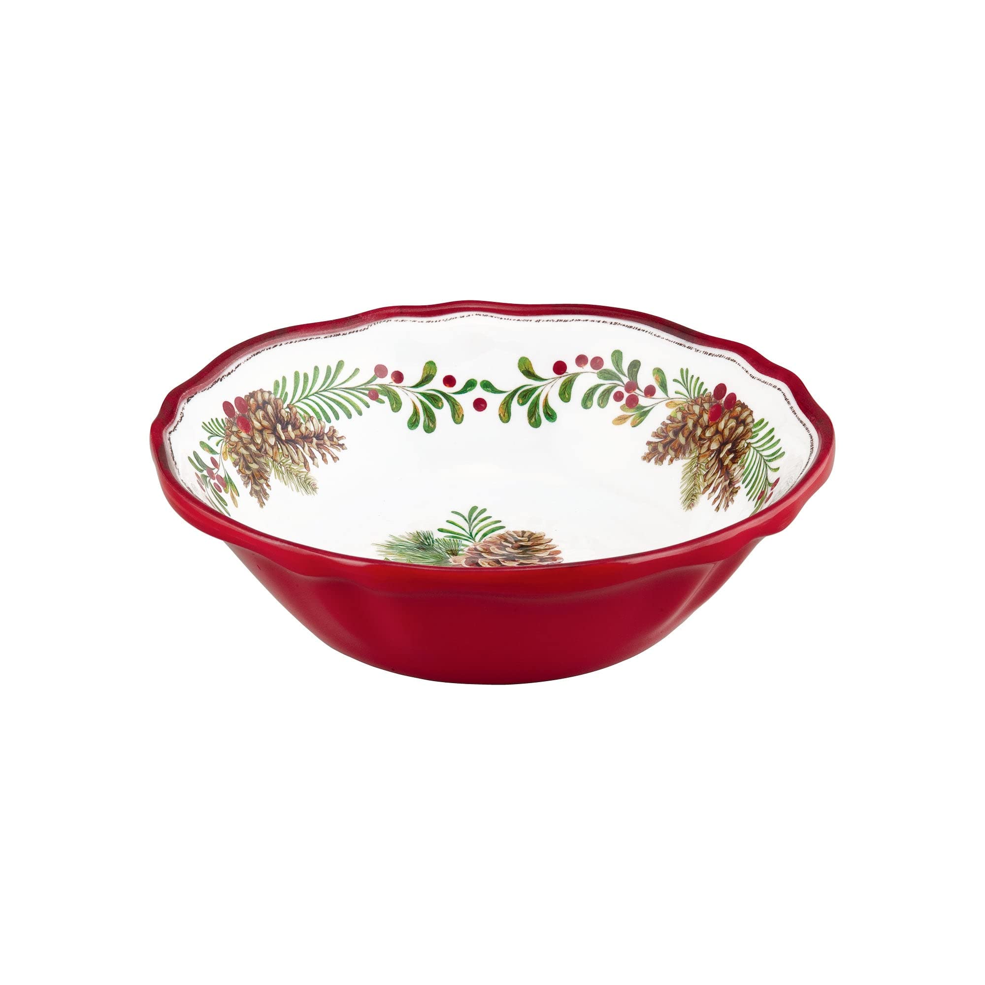 UPware 16-Piece Melamine Dinnerware Set - Shatterproof & Lightweight Tableware for 4, Includes Dinner Plates, Salad Plates, Dessert Plates & Bowls (Pinecone Design) - Perfect for Outdoor Dining, Picnics, Camping & Everyday Use