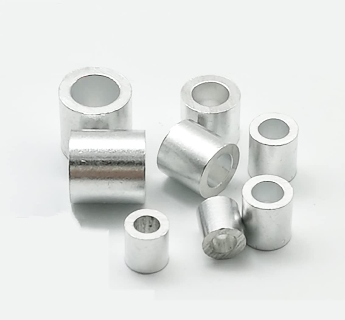 Aluminum Round Cable Clamps M1-M8 - Single Hole Crimping Sleeves for Steel Wire Rope - Protective Cover & Loop Clips for Secure Fastening - Ideal for Marine, Automotive & DIY Projects