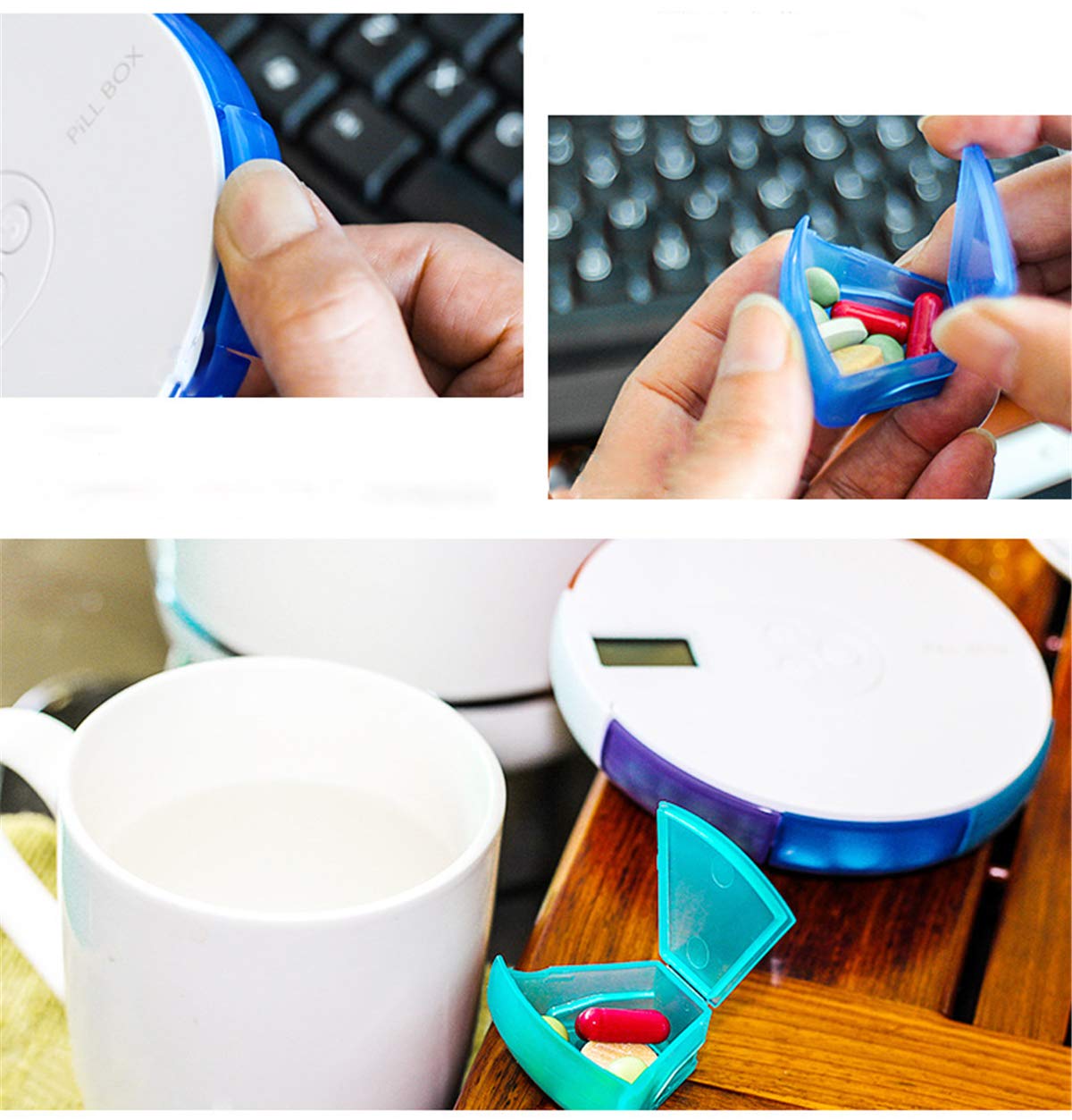 Songlela 7-Day Electronic Pill Organizer with 4 Alarms - Portable Medication Reminder Box with Timer Display for Vitamins, Pills & Daily Medicine - Perfect for Travel, Elderly Care & Home Health Management