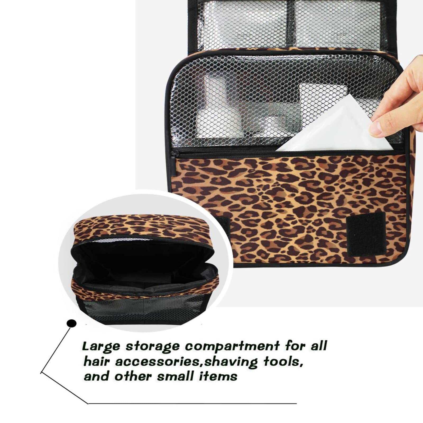 Waterproof Leopard Toiletry Bag for Travel & Shower - Women's Cosmetic Organizer