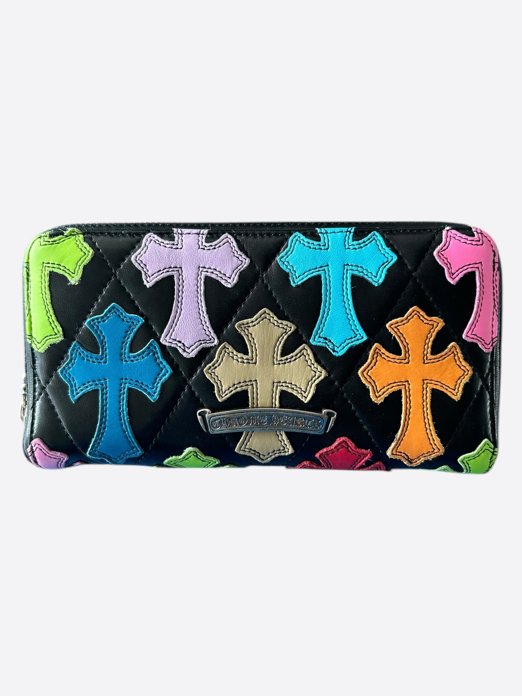 Chrome Hearts Black Multicolor Cross Patch Leather Wallet for Men & Women - Stylish & Durable Designer Wallet for Everyday Use, Travel & Gifts