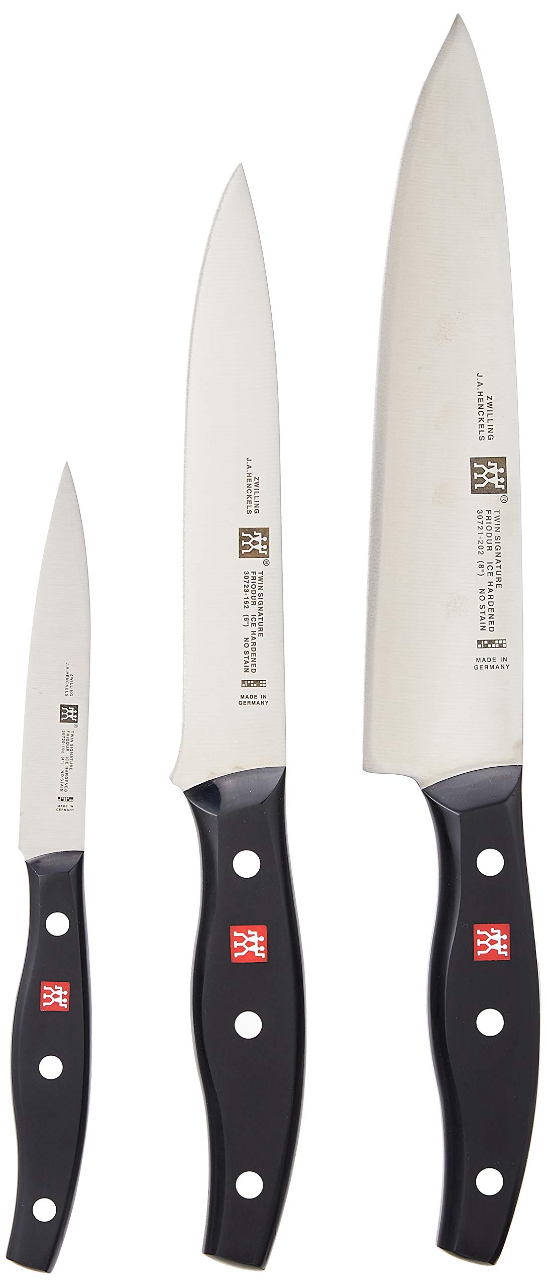 ZWILLING Twin Signature 3-Piece German Knife Set - Razor-Sharp High Carbon Stainless Steel, Crafted in Germany for 300 Years | Dishwasher Safe | Perfect for Professional Chefs & Home Cooking