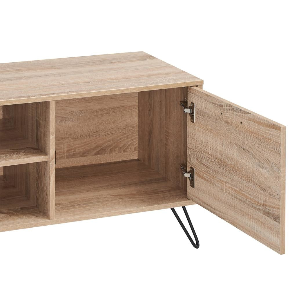 Cliff Classic Scandinavian TV Stand Entertainment Unit - Solid Oak Wood Media Console for Living Room, Bedroom & Home Theater