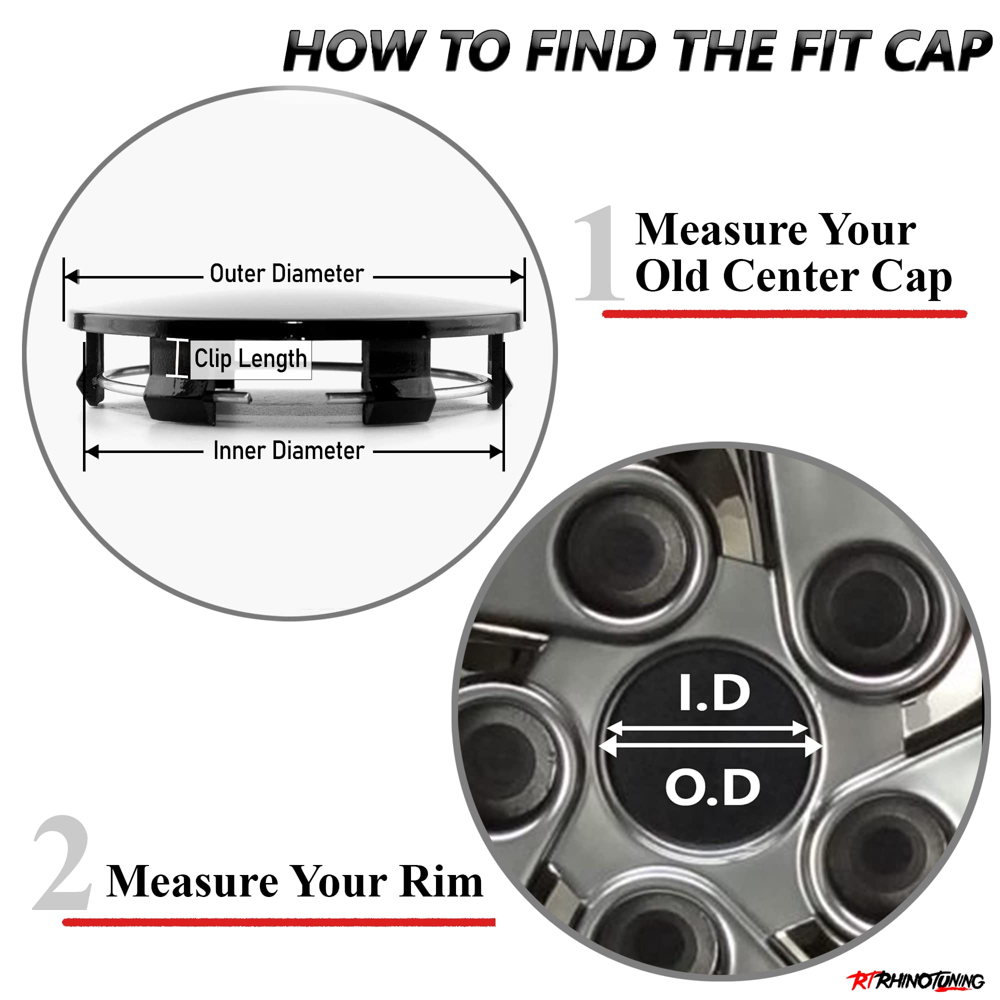 RhinoTuning 4-Piece Wheel Hub Center Caps - Compatible with Spoon Avus 2003, BR3Z-1130-B, TSW & JNC Wheels - 65mm (2.56in) & 59mm (2.32in) Red Copper Base - Perfect for Car Wheel Rim Protection & Custom Styling