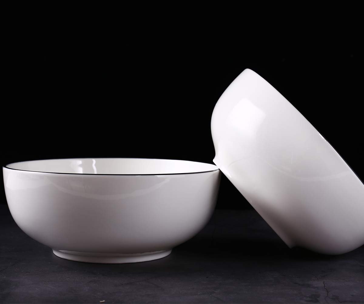 Large White Porcelain Soup Bowls - 3-Pack 60oz for Cereal, Pasta & Salad