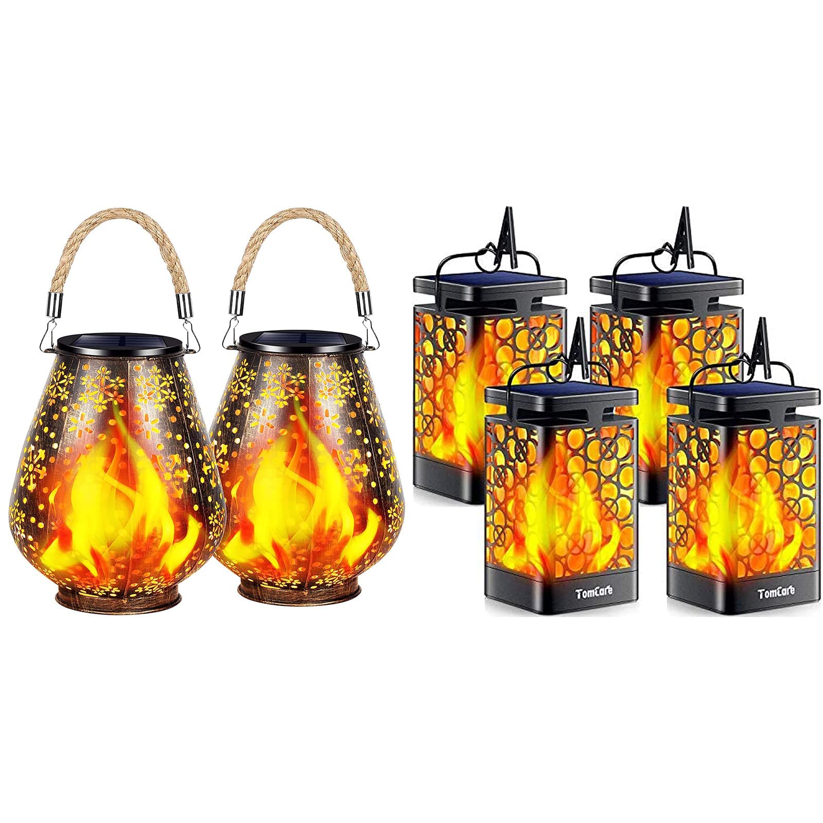 TomCare Solar Lanterns Outdoor - Waterproof Flickering Flame Solar Lights for Garden, Patio, Yard - Perfect for Camping, Pathways & Backyard Decor